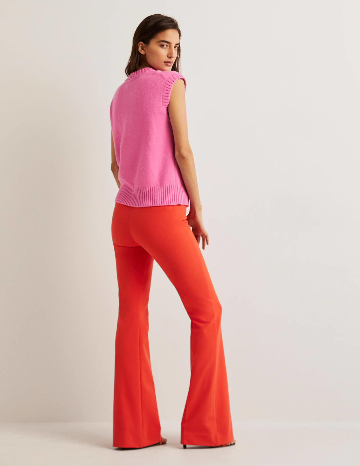 Bi-Stretch Flared Trousers-Rocket Red - Image 3
