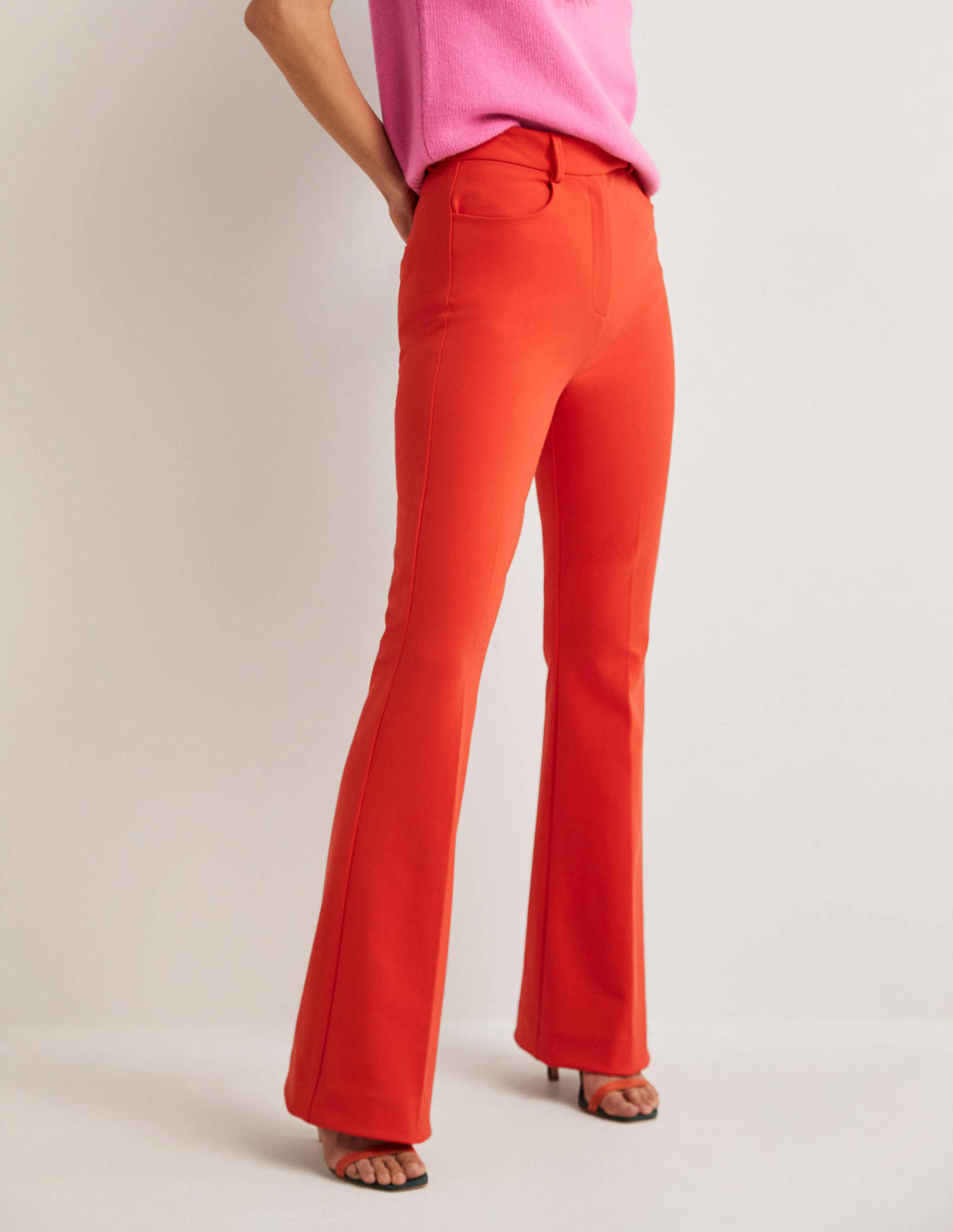 Bi-Stretch Flared Trousers-Rocket Red - Image 4