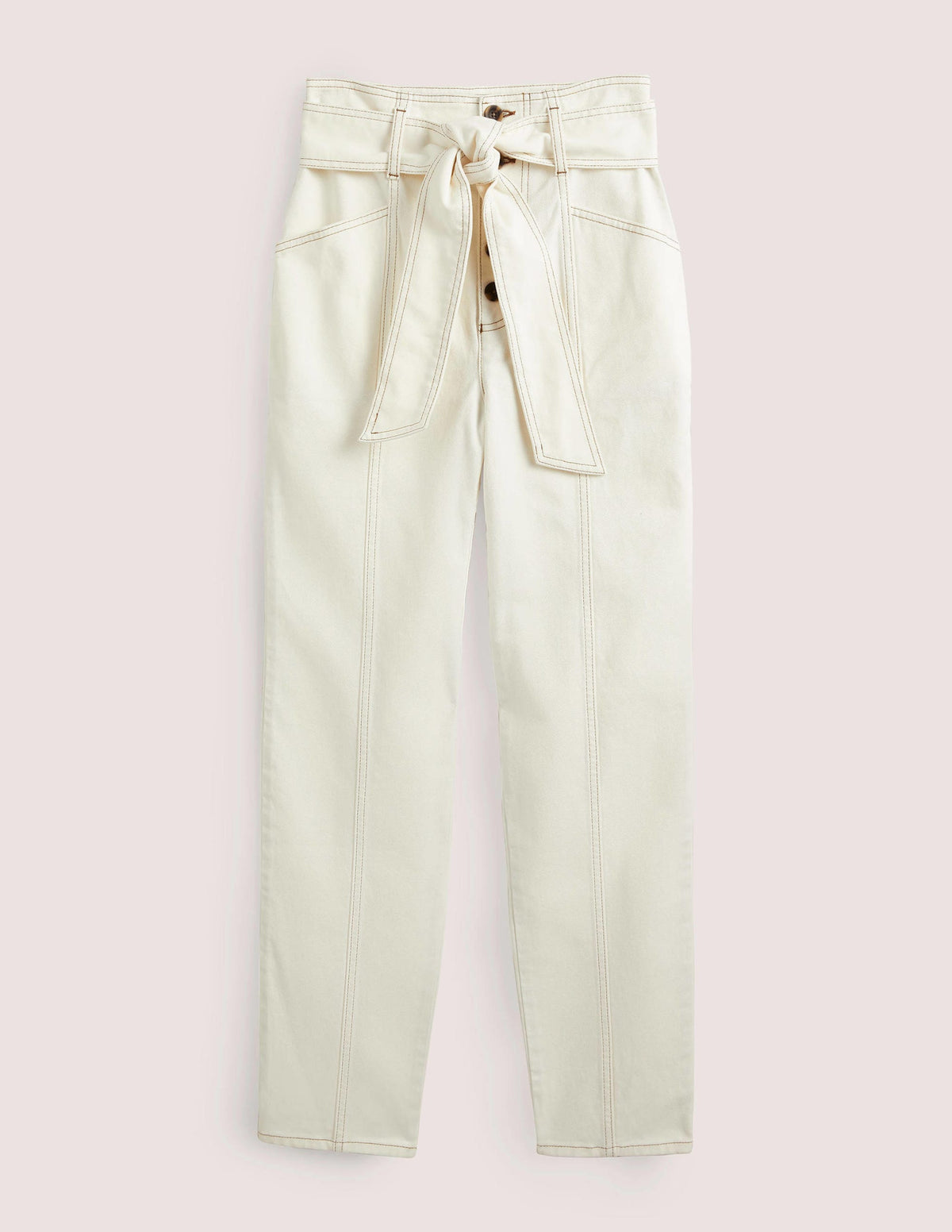 Belted High Rise Jeans-Ecru-6