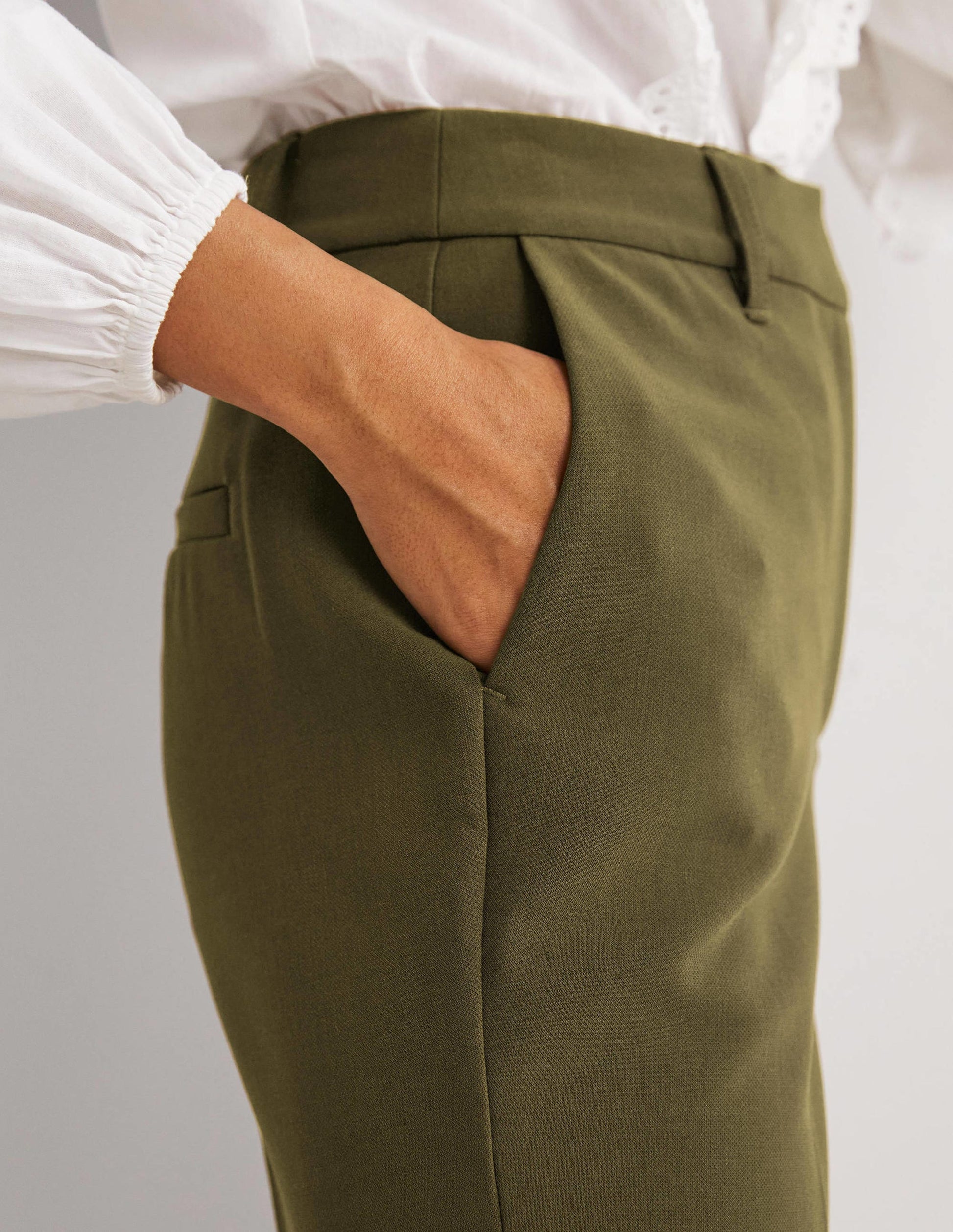 Tailored Turn Up Trousers-Basil Green-2