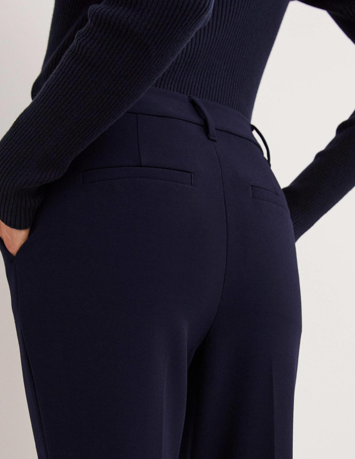 Tailored Turn Up Trousers-Navy - Image 2