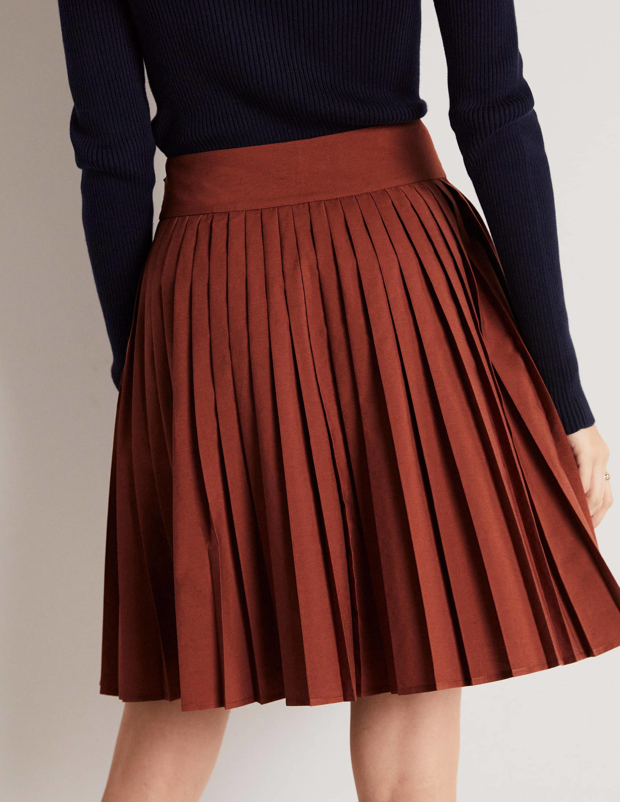 Pleated Cotton Mini Skirt-Red Oak - Image 3