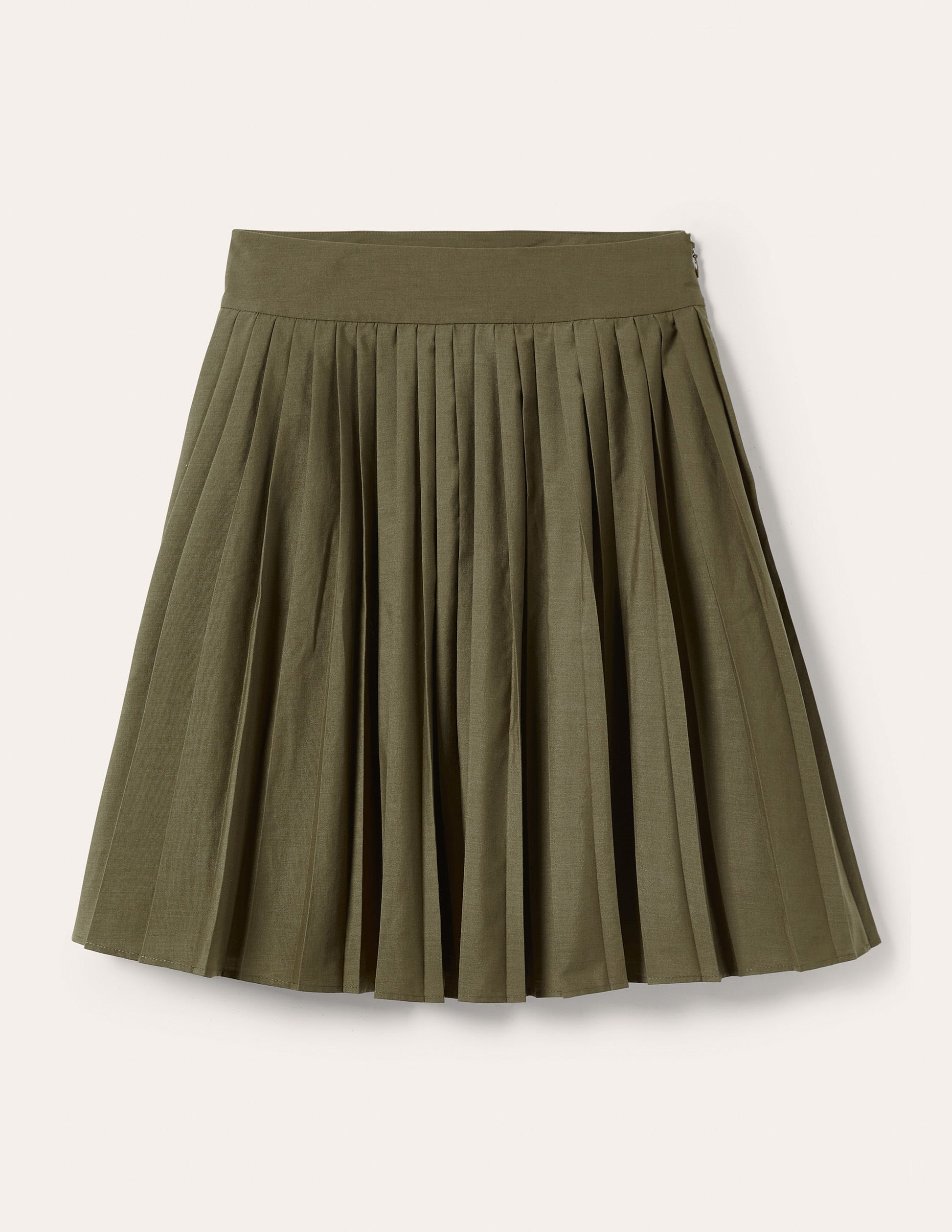 Pleated Cotton Mini Skirt-Oregano Green-5