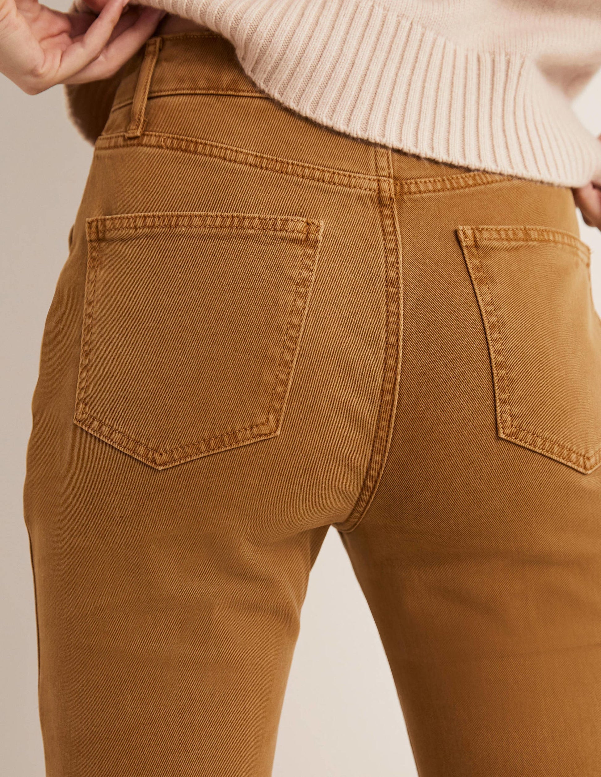 High Waist Flare Trousers-Butterscotch Brown-2