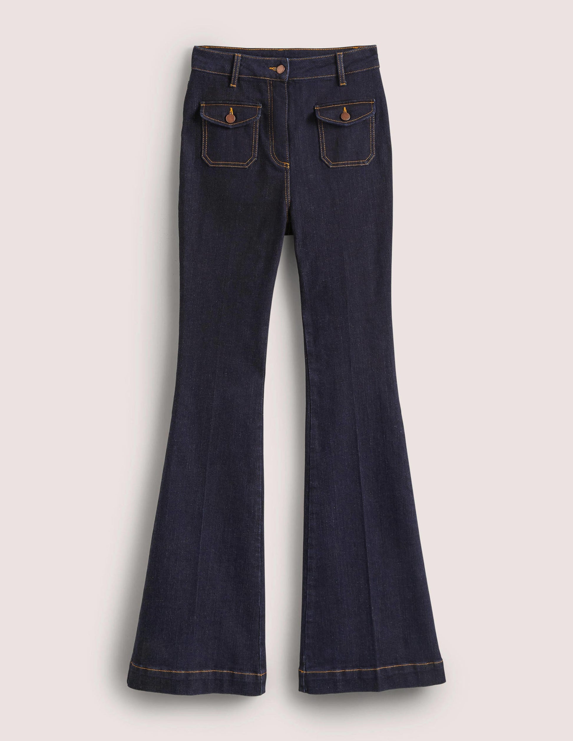 High Waist Flare Trousers-Indigo-4