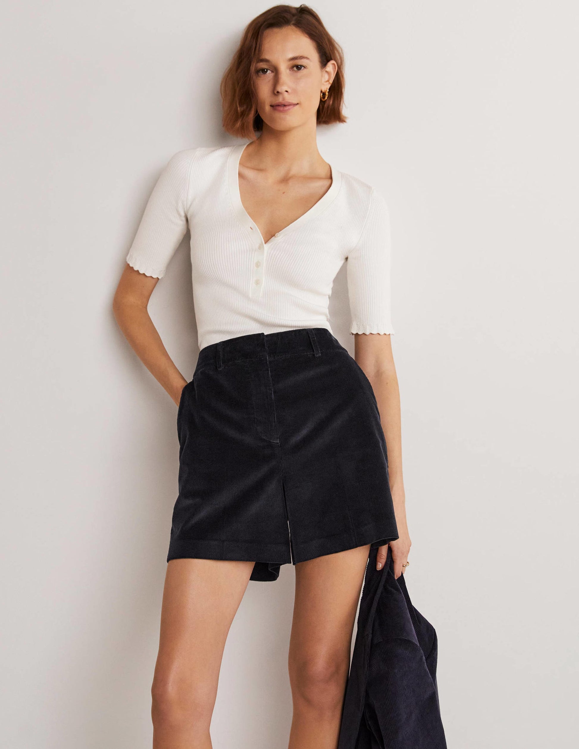 High Waist Shorts-Navy-10