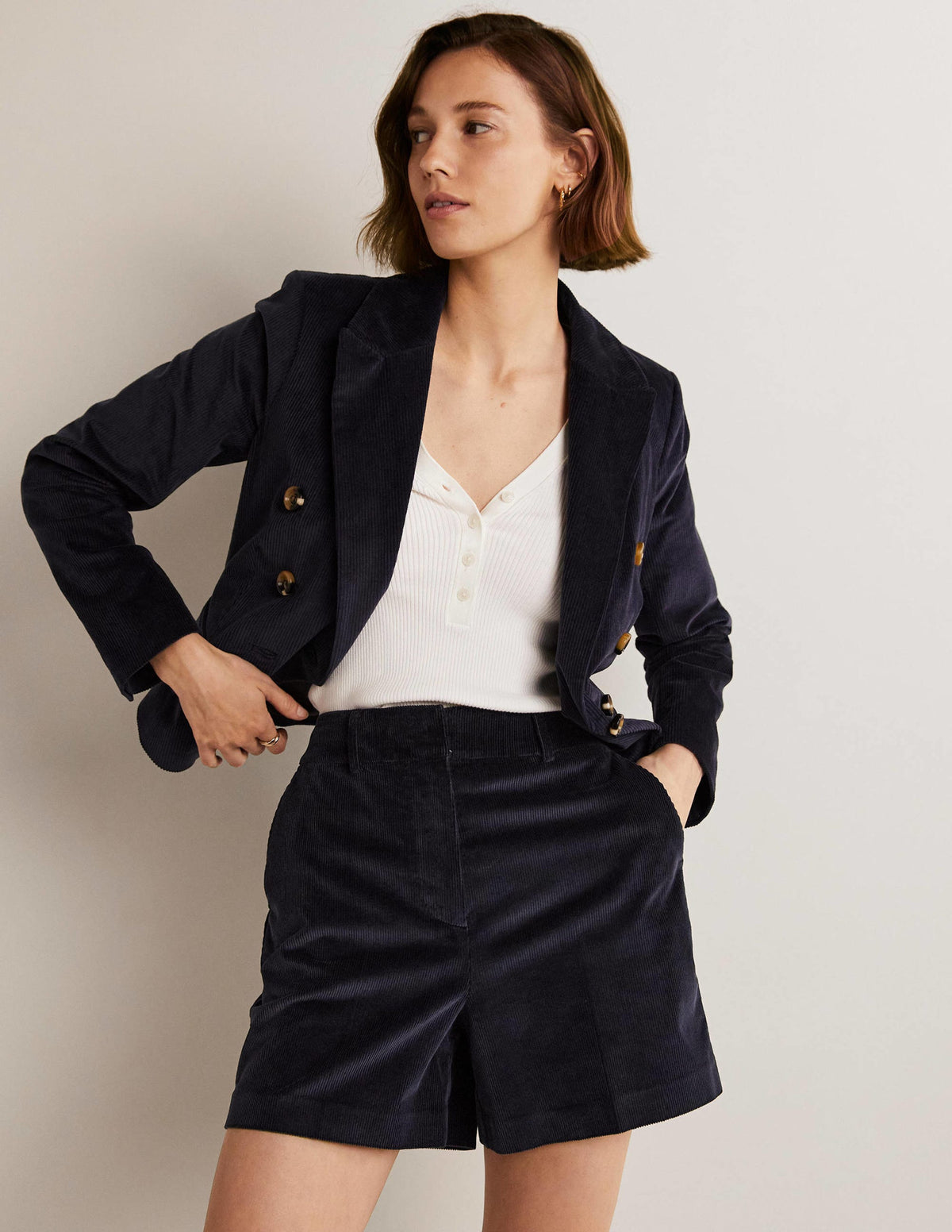 High Waist Shorts-Navy - Image 6