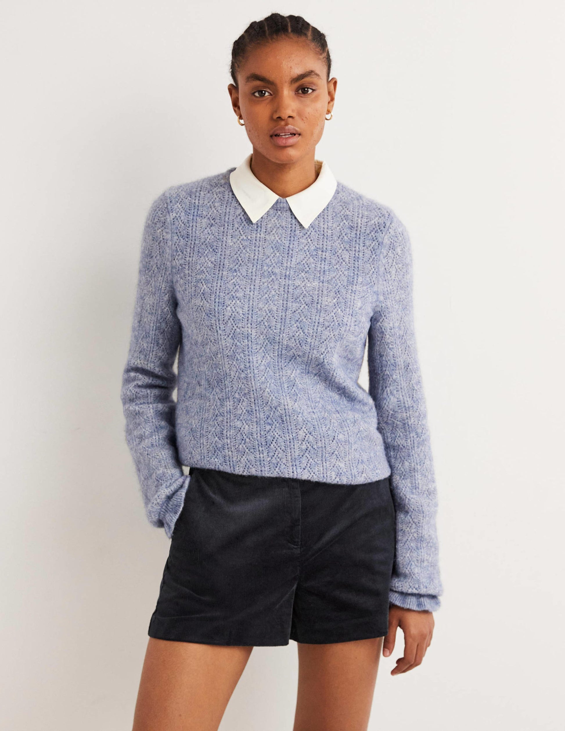 High Waist Shorts-Navy-1