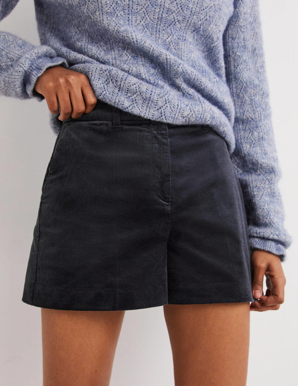 High Waist Shorts-Navy-4