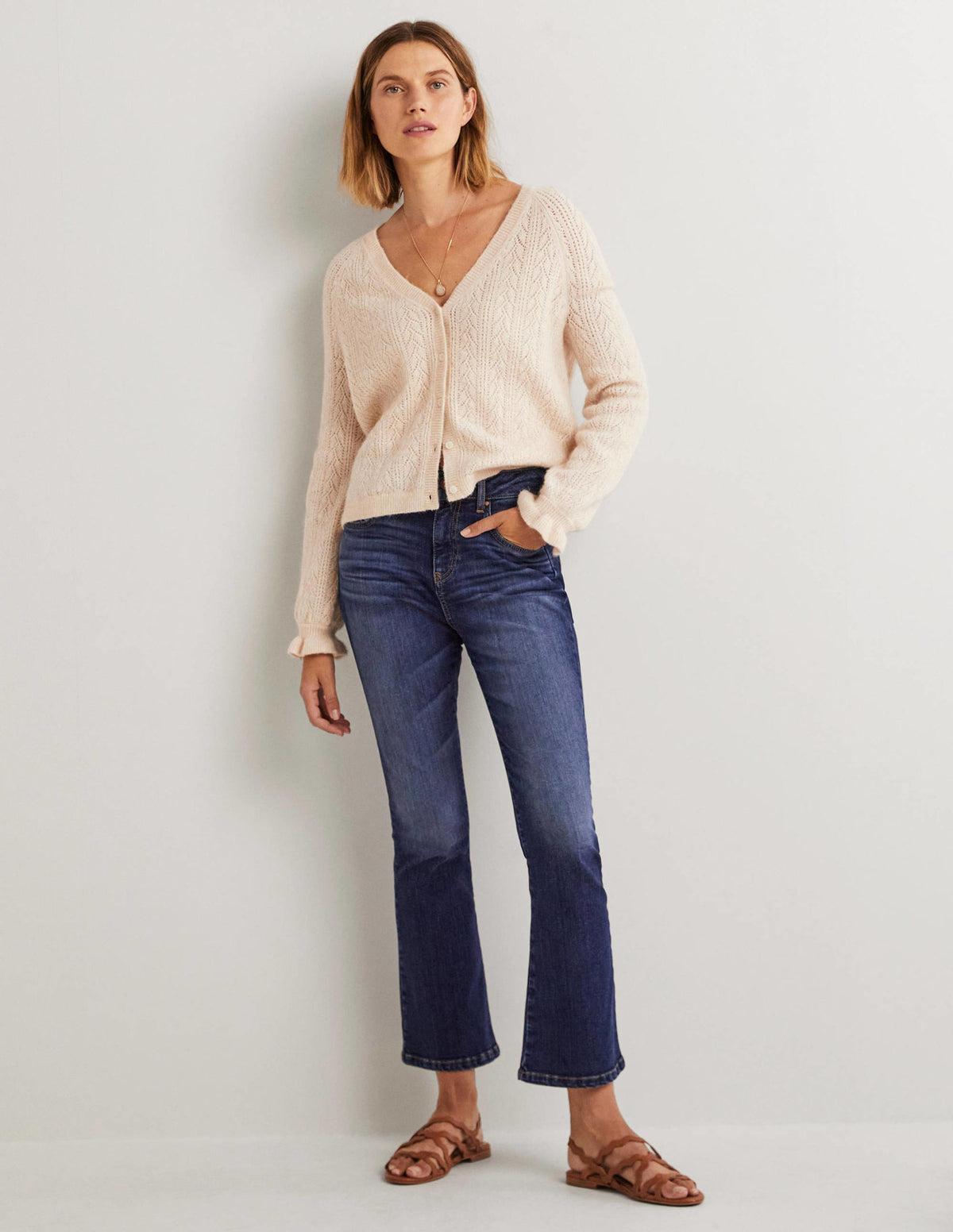 Fitted Cropped Flare Jeans-Dark Vintage - Image 1