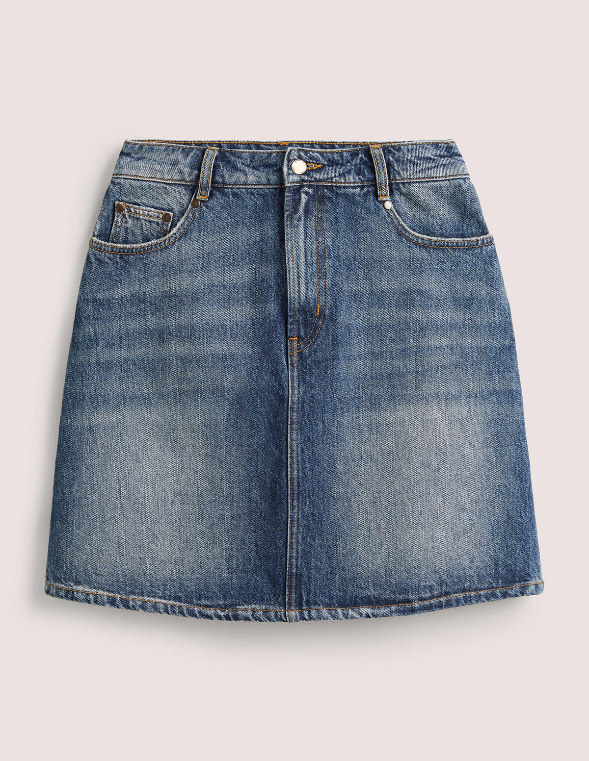 Authentic Denim Mini Skirt-Green Tint Denim-5