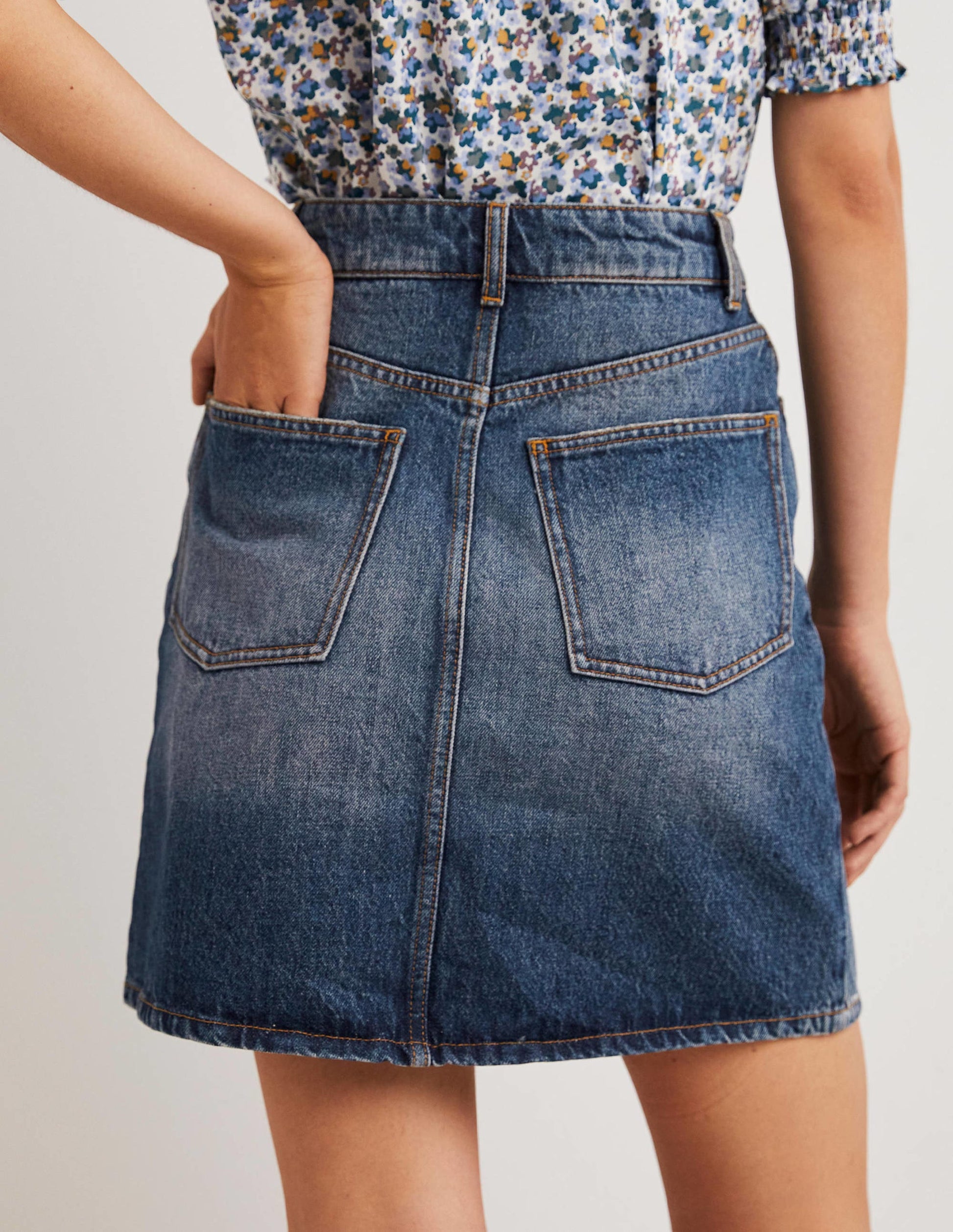 Authentic Denim Mini Skirt-Green Tint Denim-3