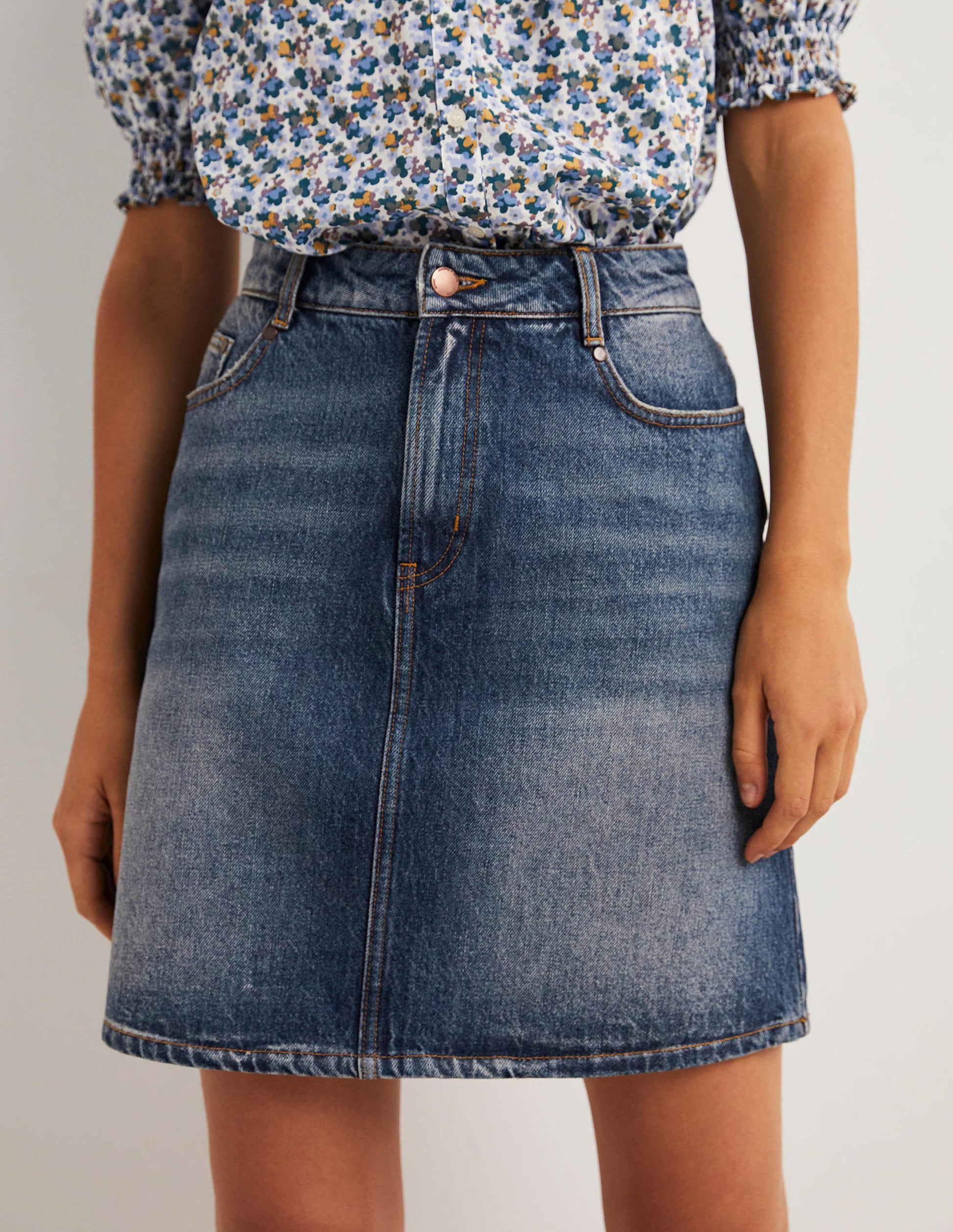 Authentic Denim Mini Skirt-Green Tint Denim-4
