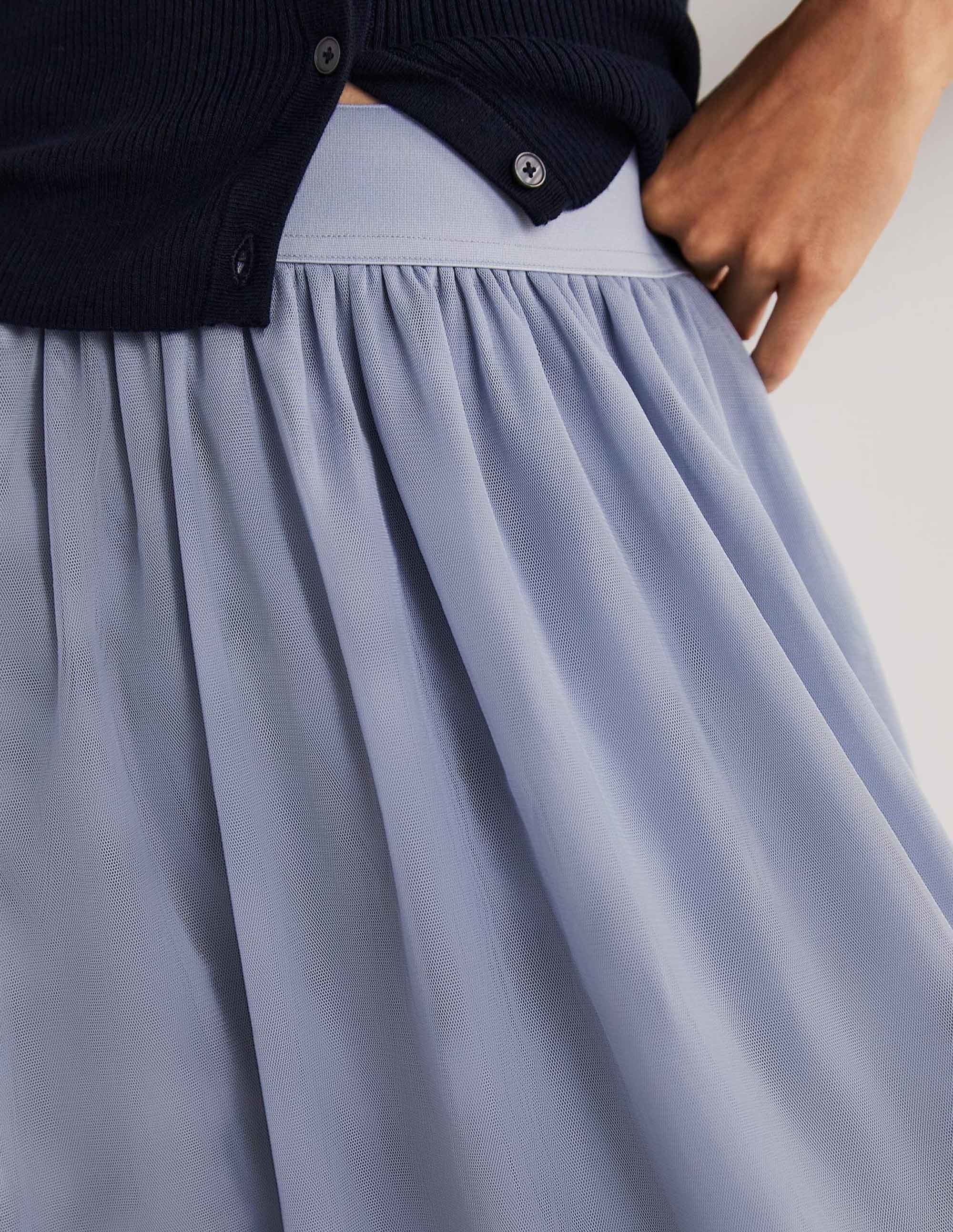 Tulle Full Midi Skirt-Dusty Blue - Image 2