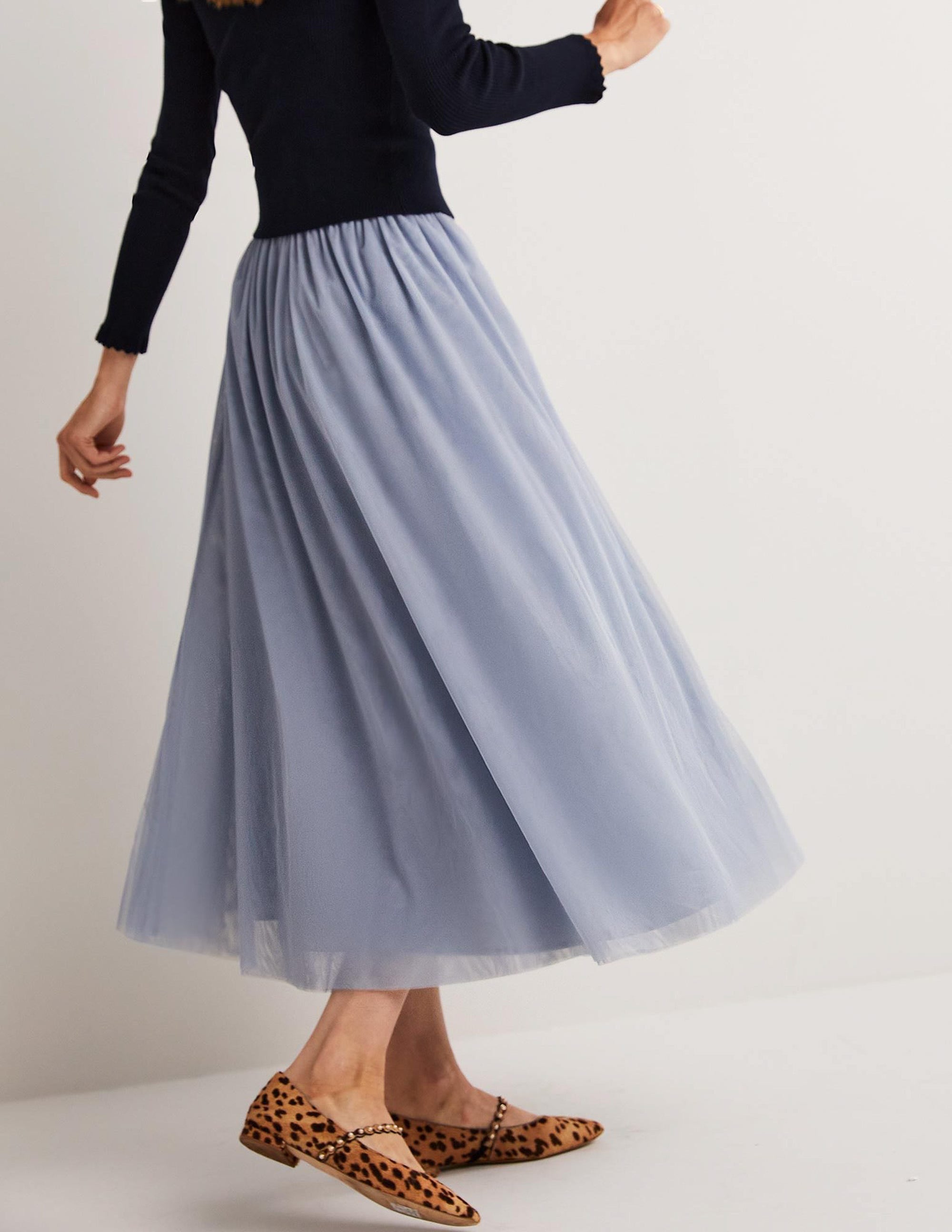 Tulle Full Midi Skirt-Dusty Blue - Image 3