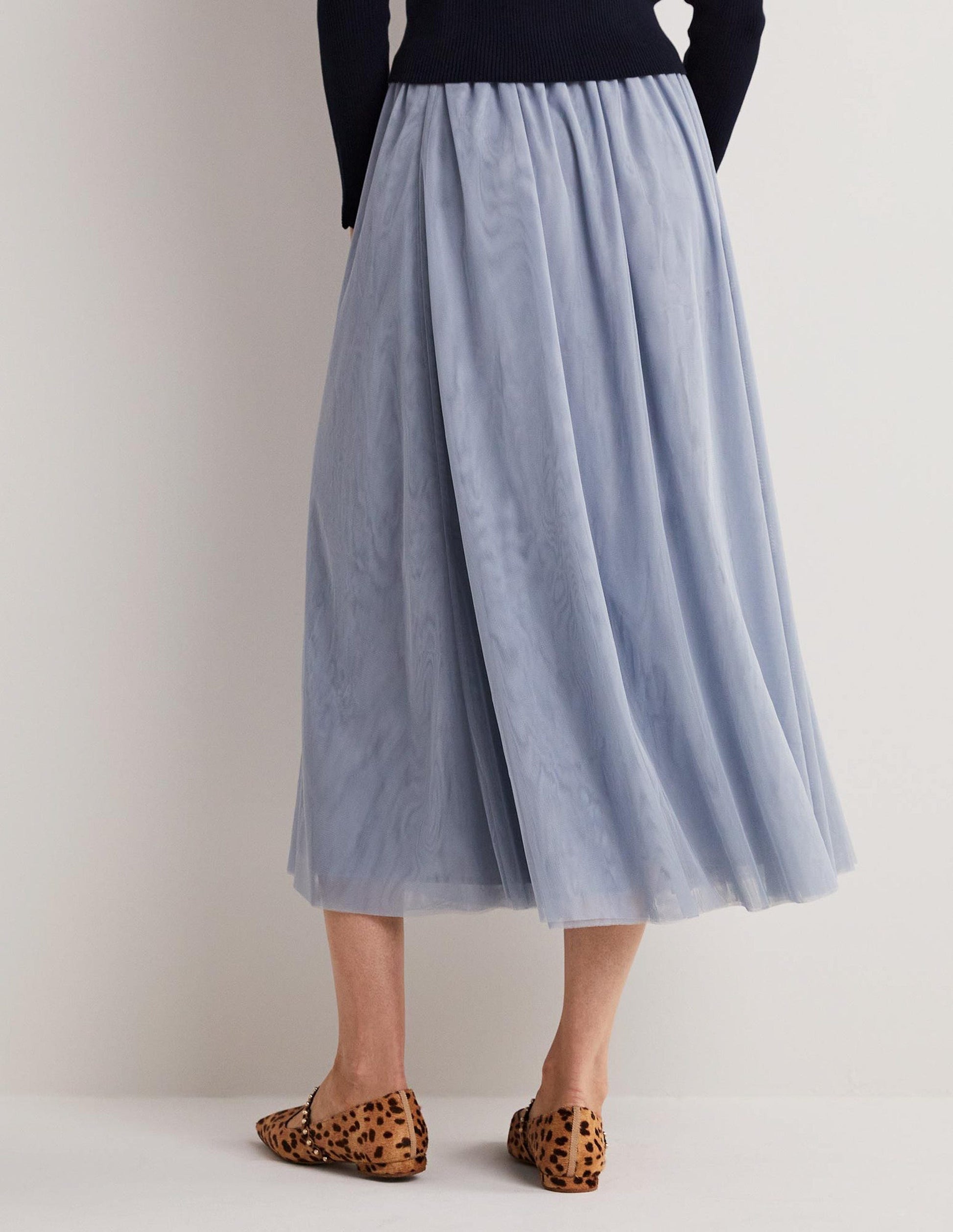 Tulle Full Midi Skirt-Dusty Blue-5