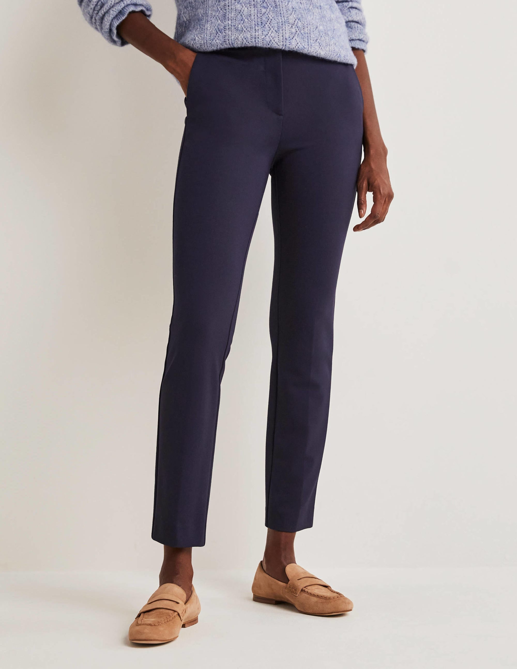 Hampshire 7/8 Ponte Trousers-Navy - Image 4