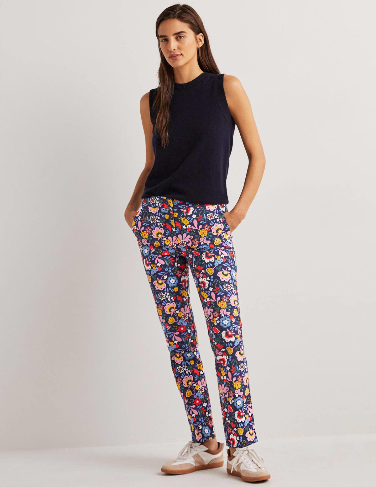 Richmond 7/8 Trouser-Navy, Pretty Paradise - Image 1