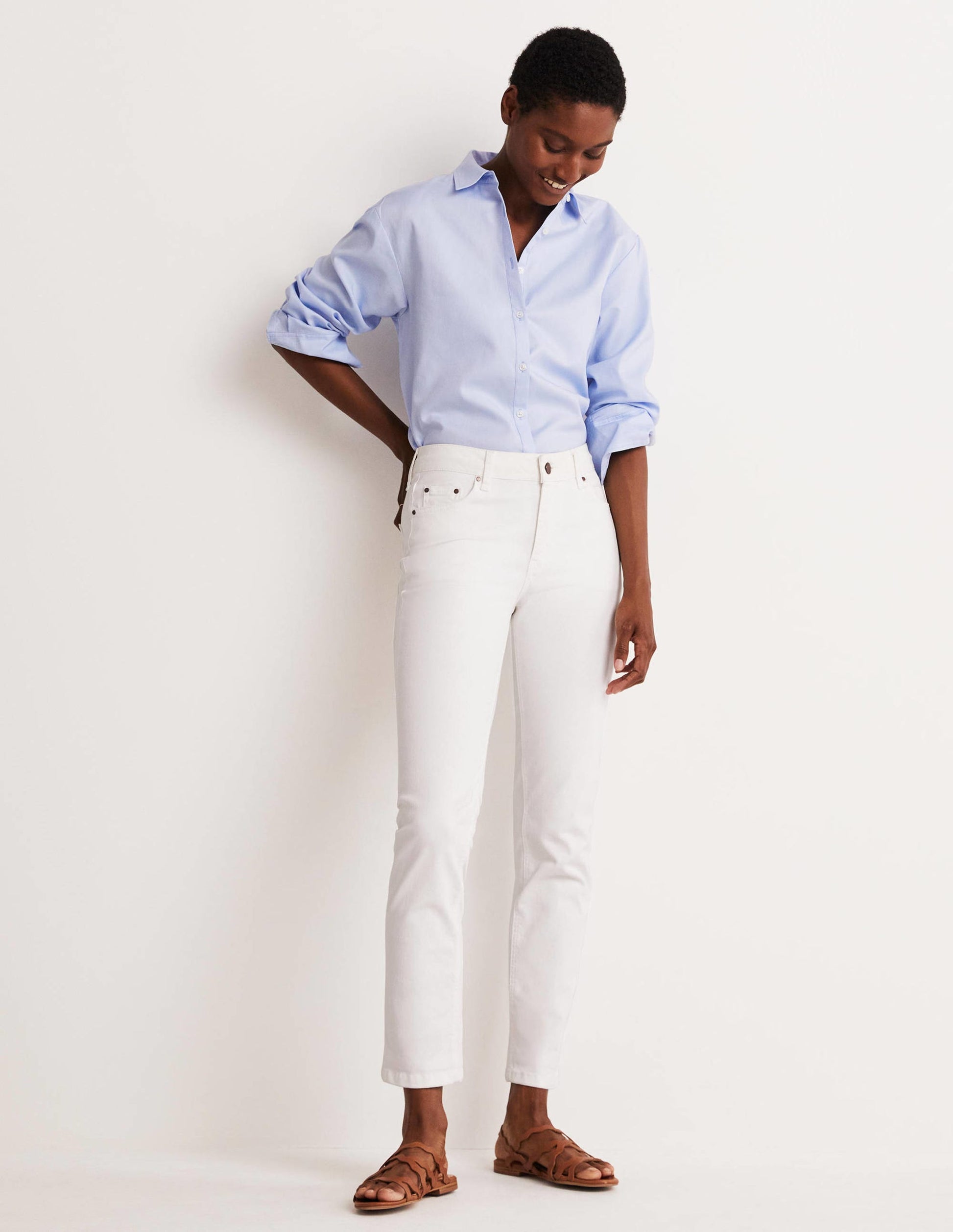 Slim Straight Jeans-White-6