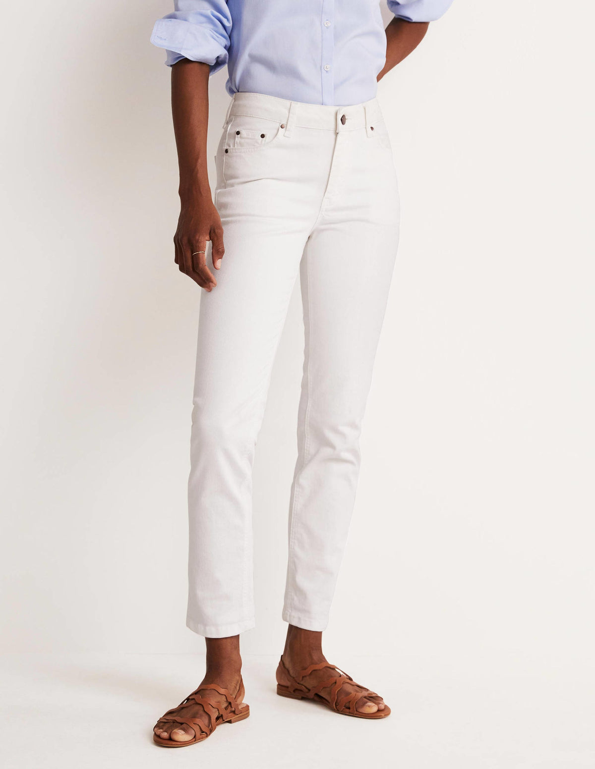 Slim Straight Jeans-White-4