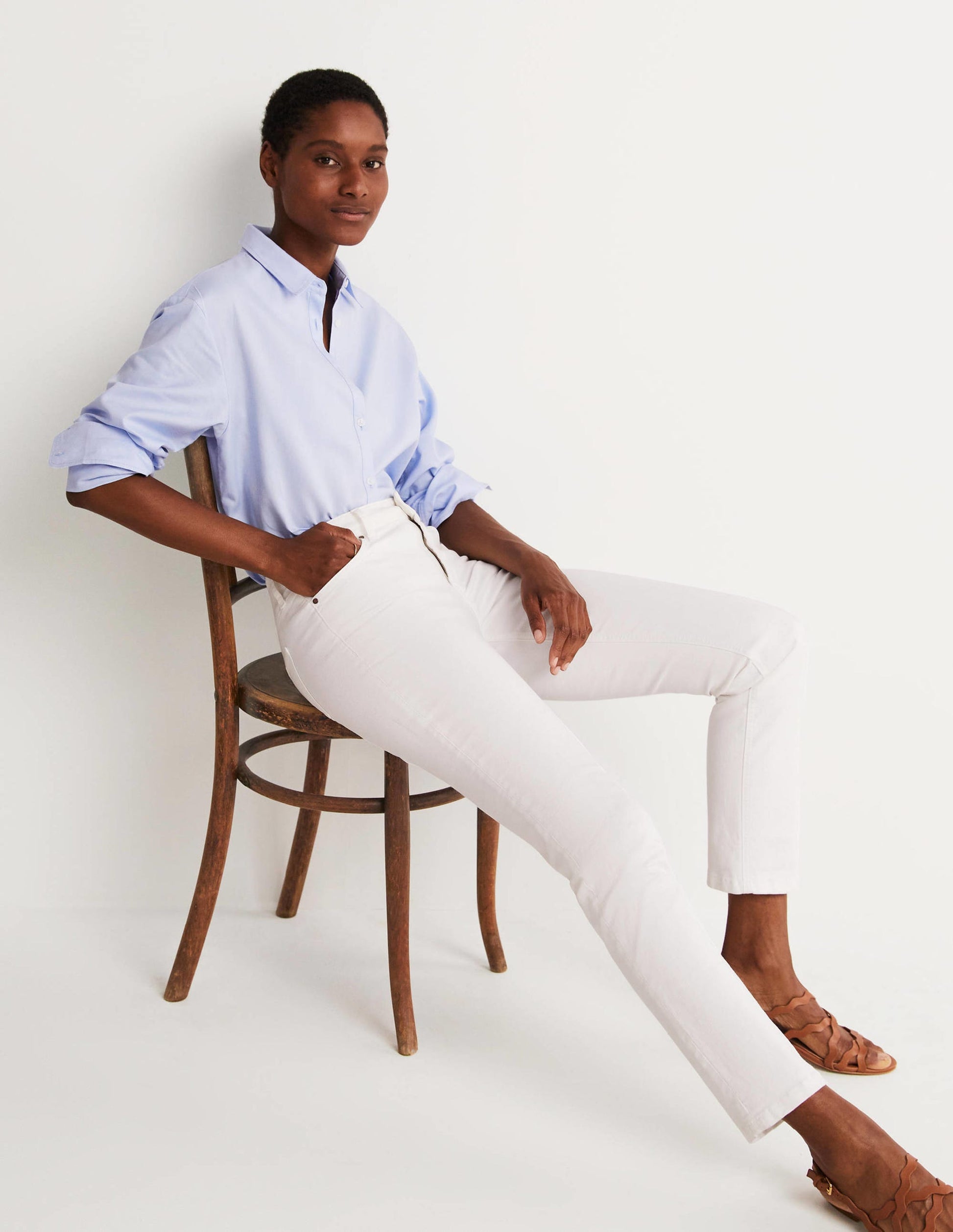Slim Straight Jeans-White-5