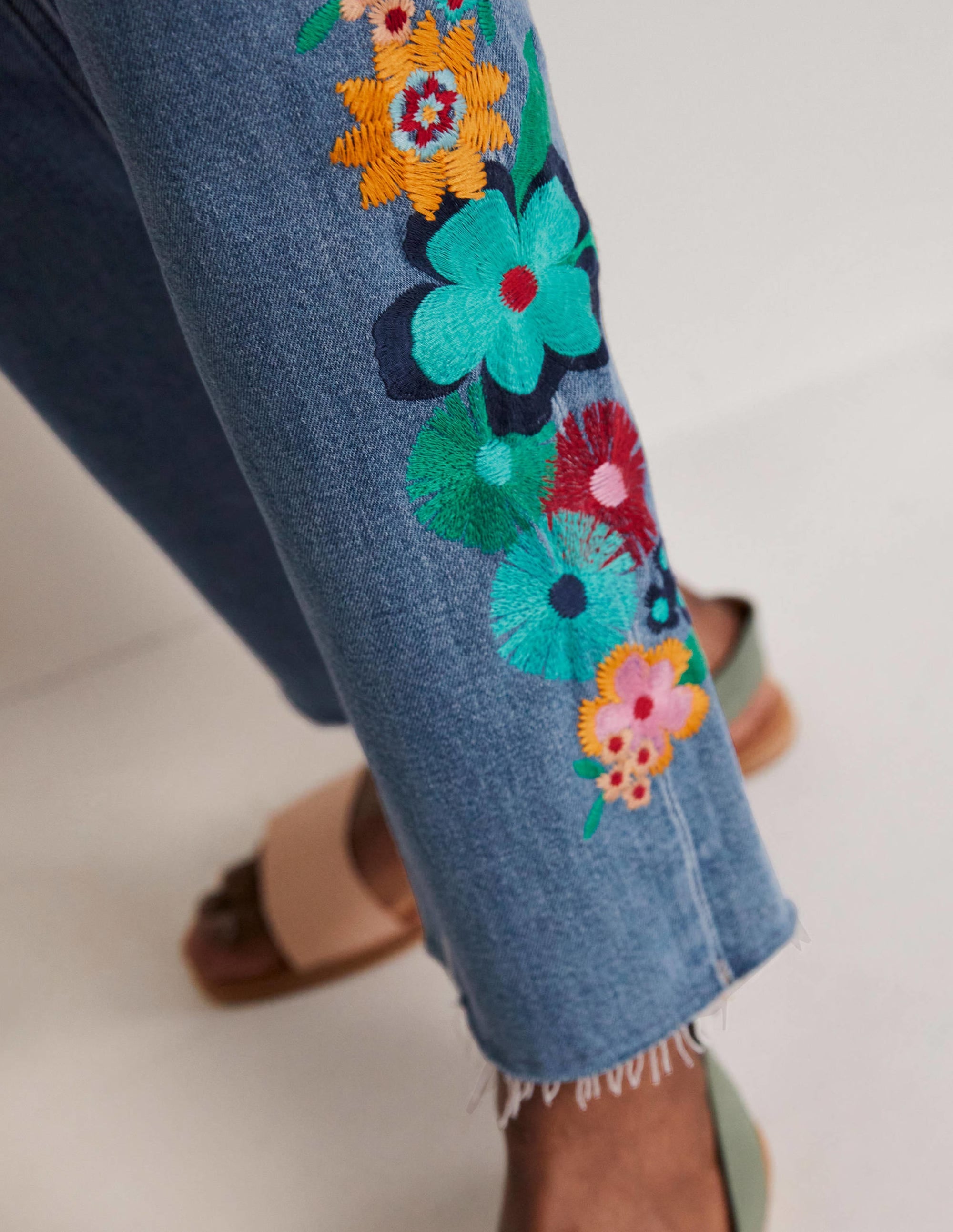 Relaxed Straight Jeans-Floral Multi Embroidery - Image 7