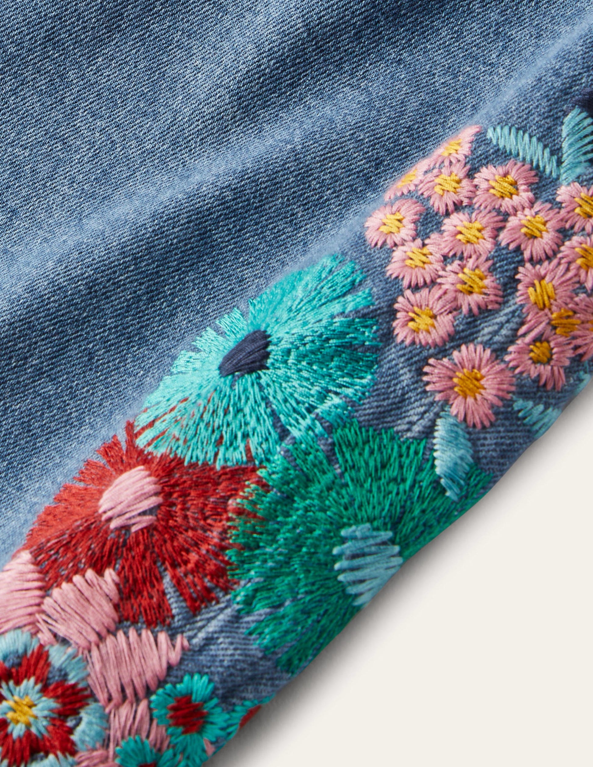 Relaxed Straight Jeans-Floral Multi Embroidery-11