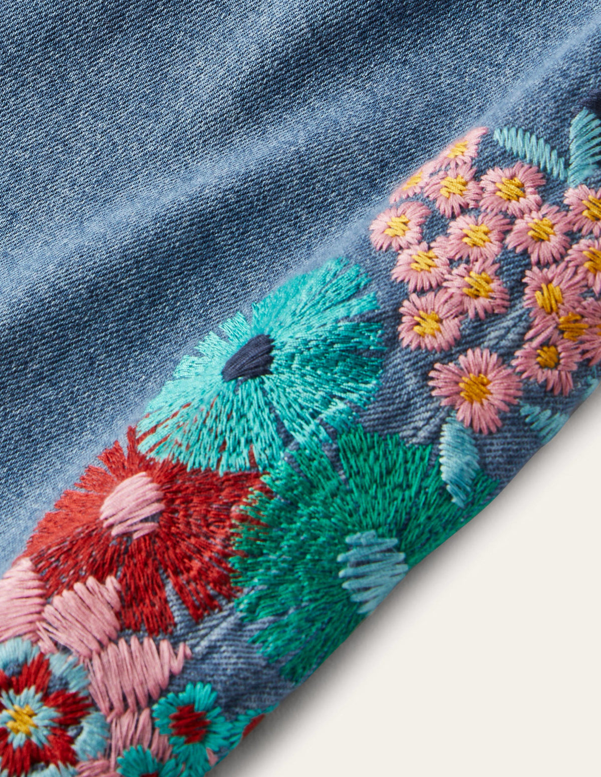 Relaxed Straight Jeans-Floral Multi Embroidery - Image 11