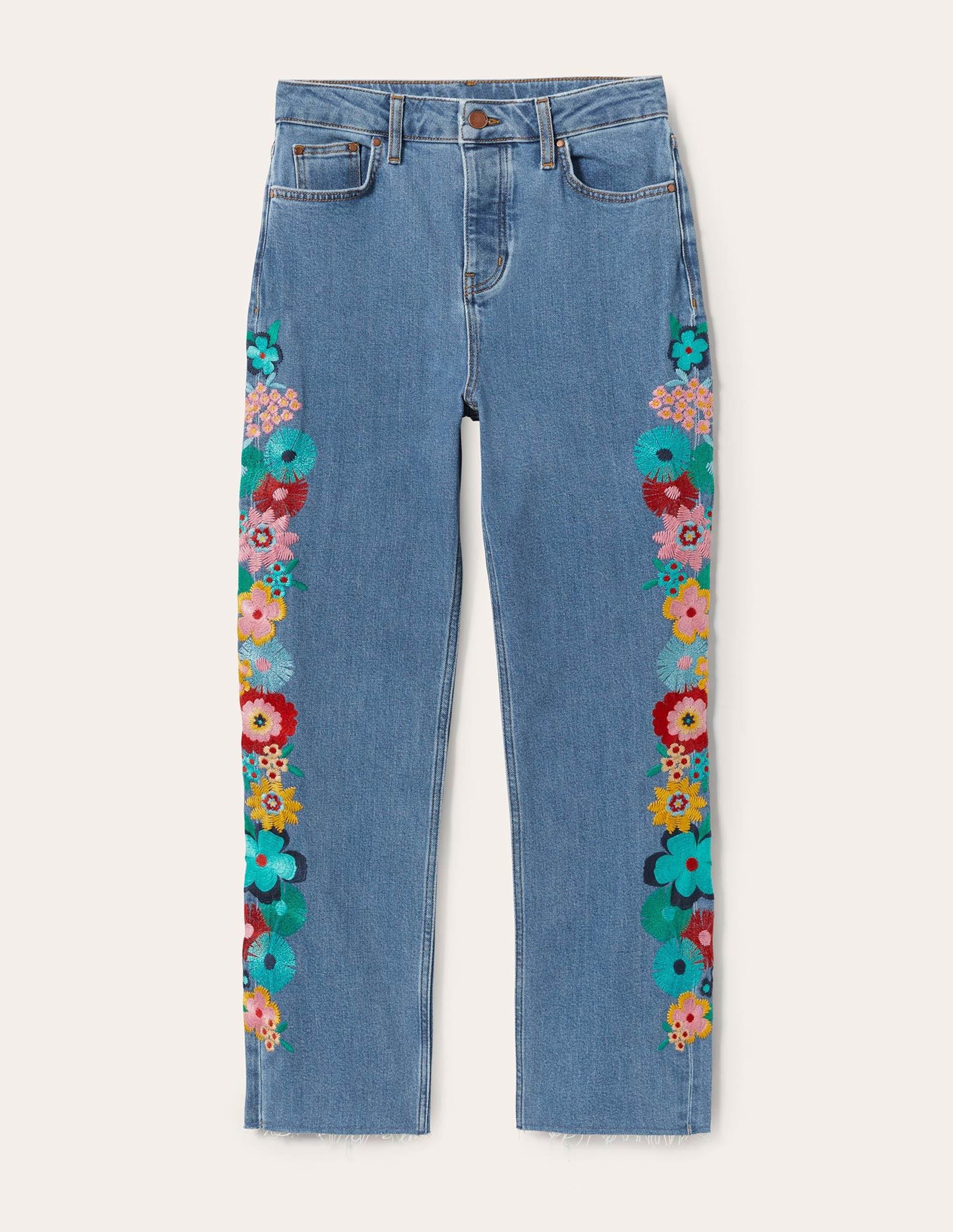 Relaxed Straight Jeans-Floral Multi Embroidery - Image 12