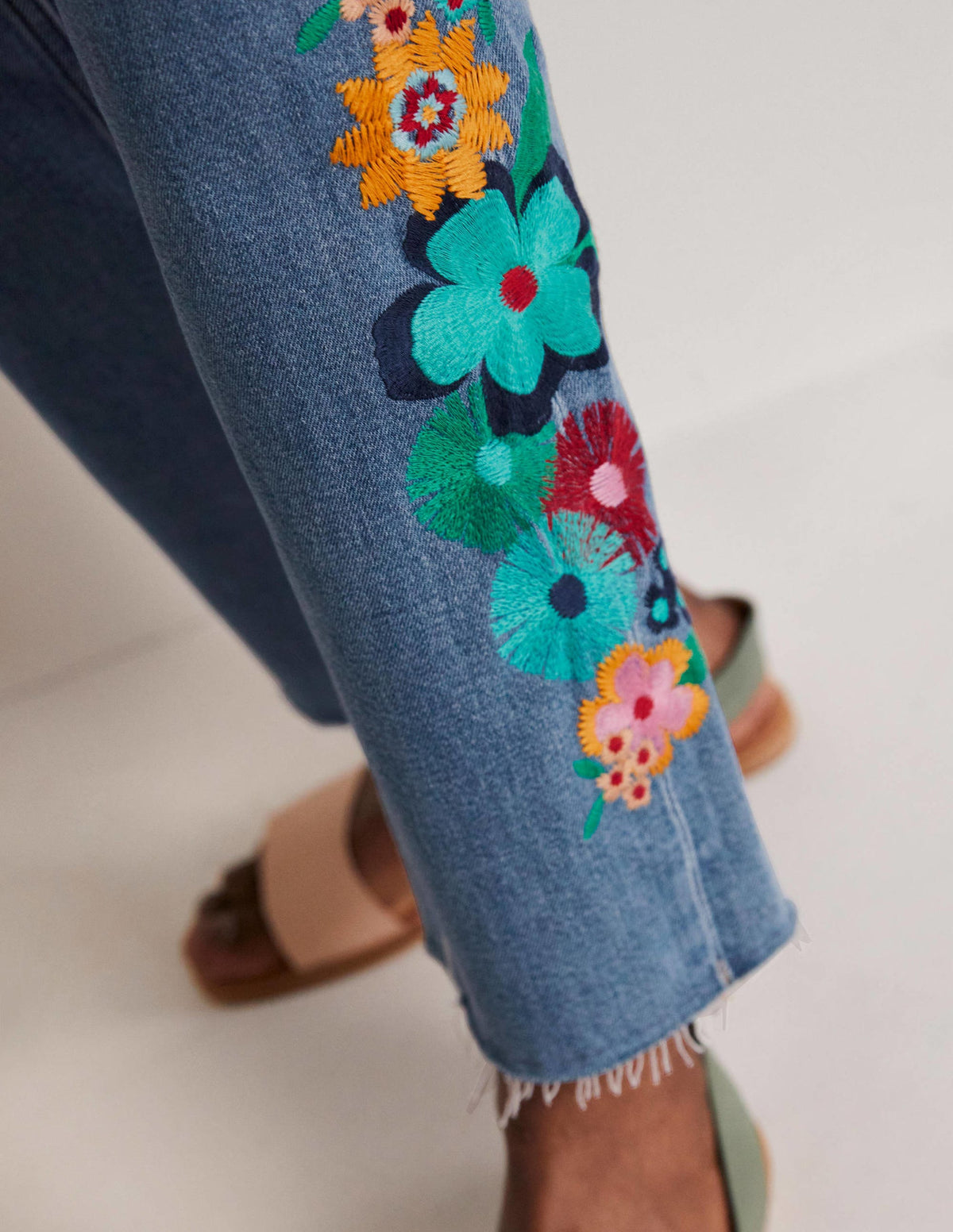 Relaxed Straight Jeans-Floral Multi Embroidery - Image 2
