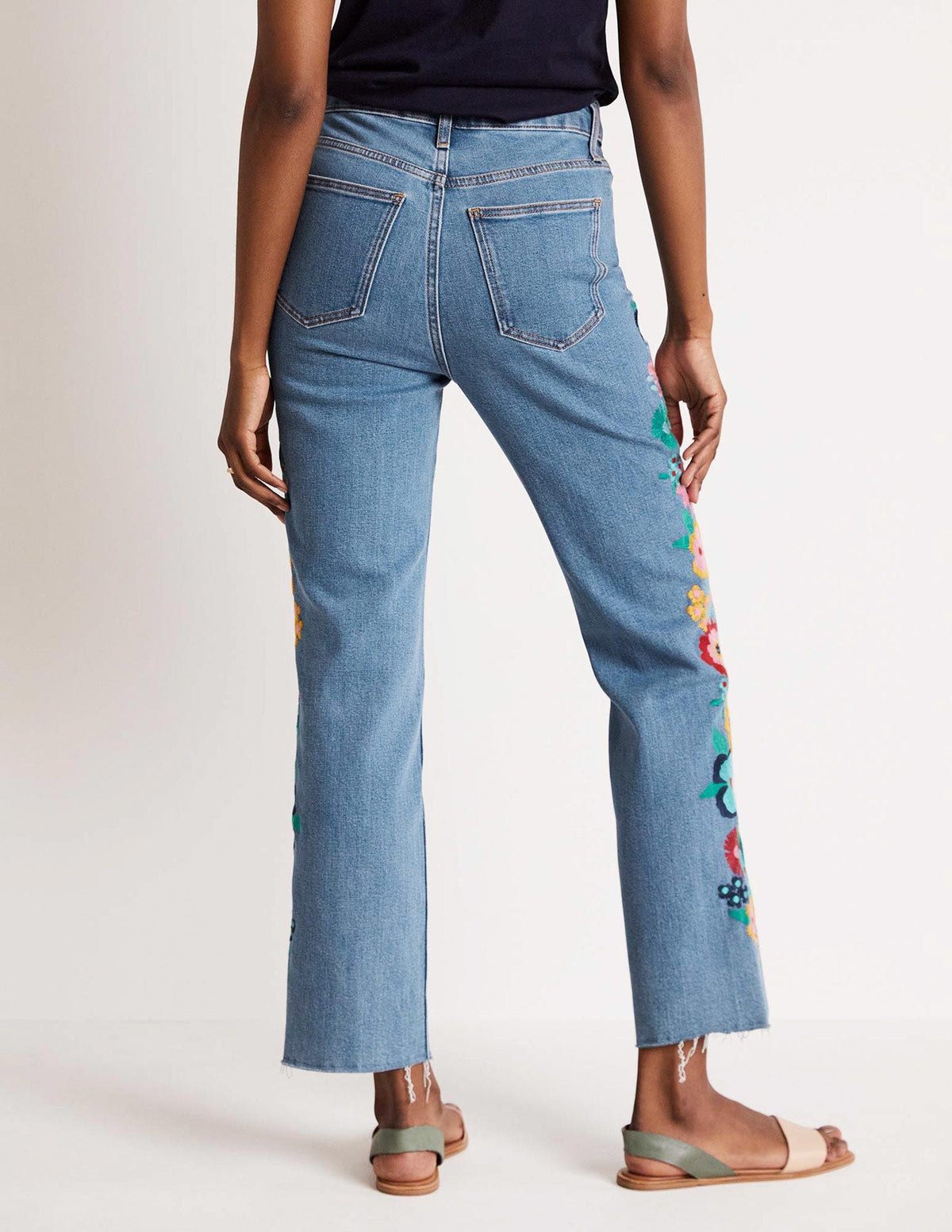 Relaxed Straight Jeans-Floral Multi Embroidery - Image 4