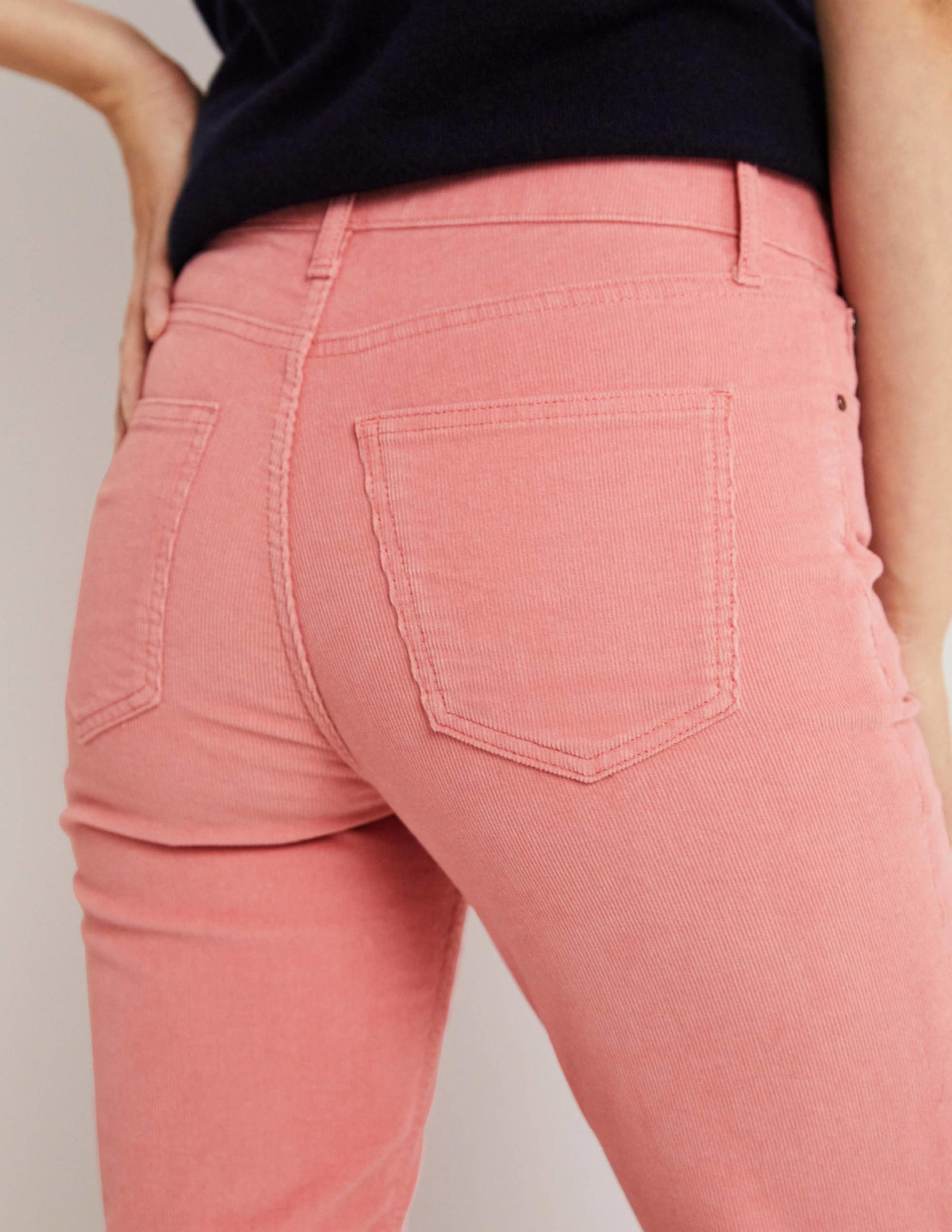 Corduroy Slim Straight Jeans-Almond Pink-2