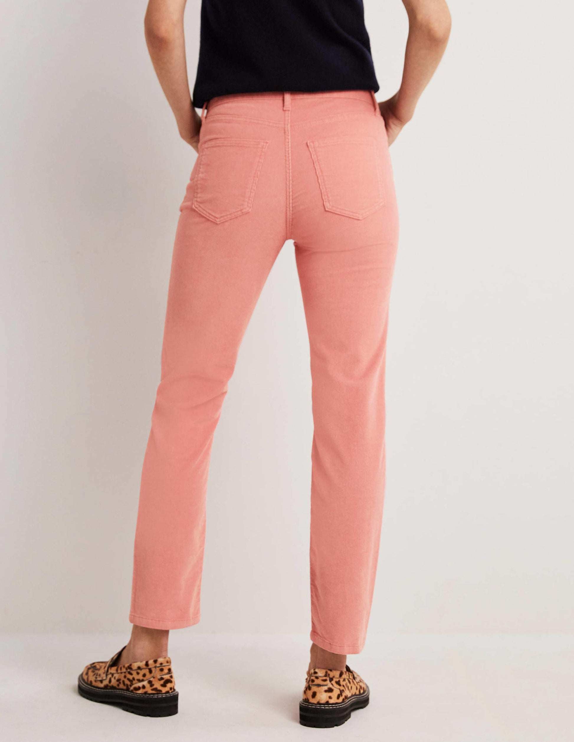 Corduroy Slim Straight Jeans-Almond Pink-3