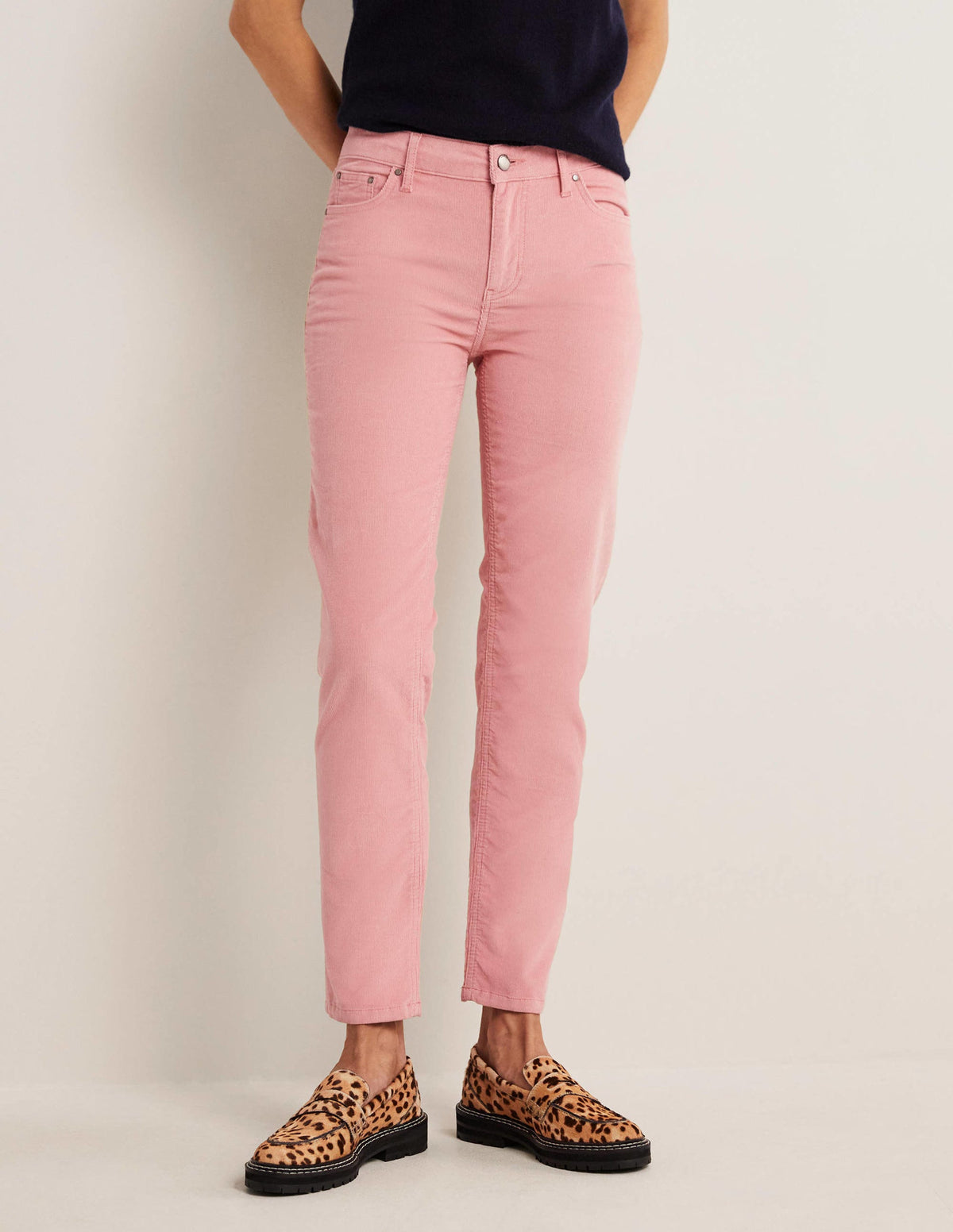 Corduroy Slim Straight Jeans-Almond Pink - Image 4