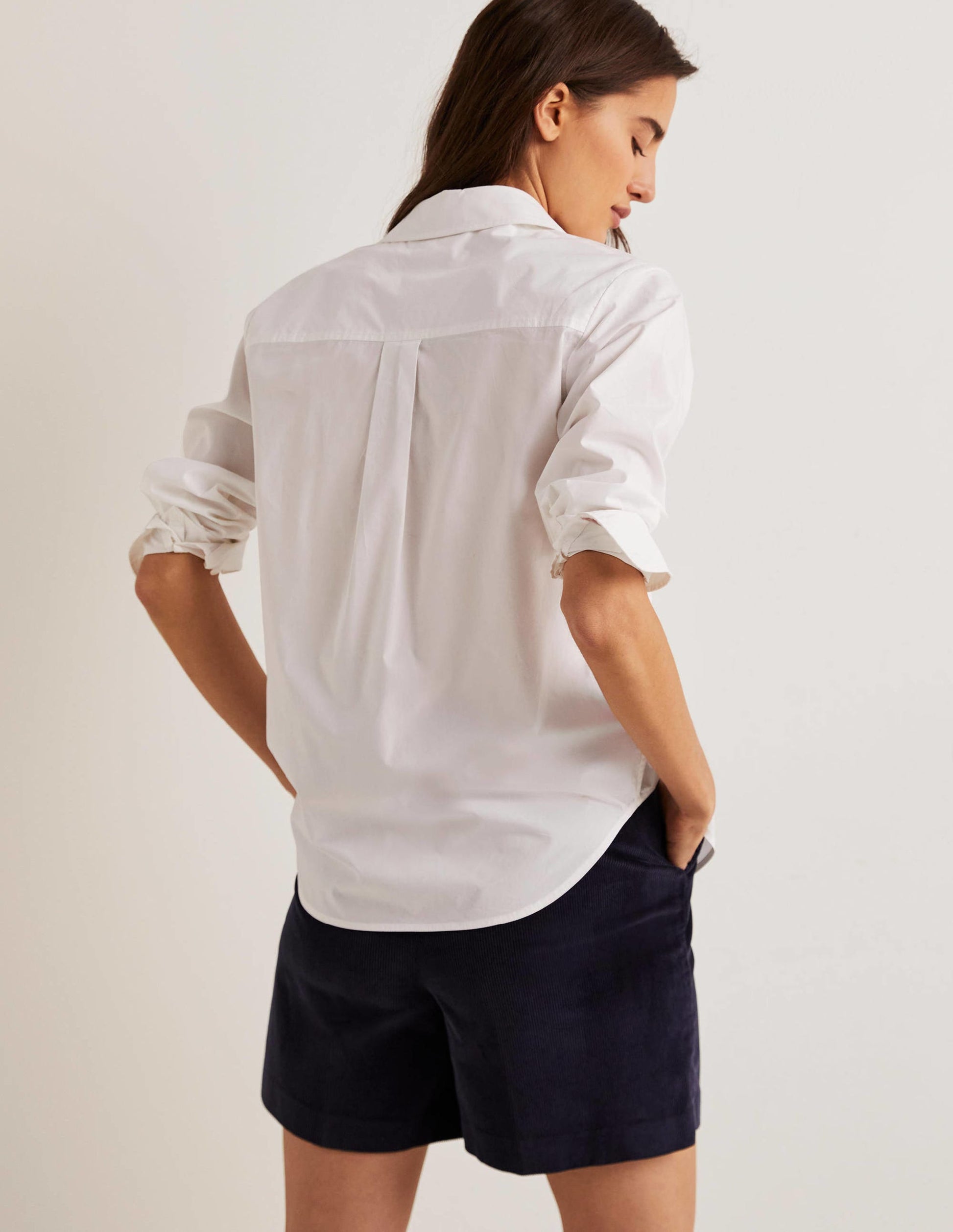 Relaxed Cotton Shirt-White-3