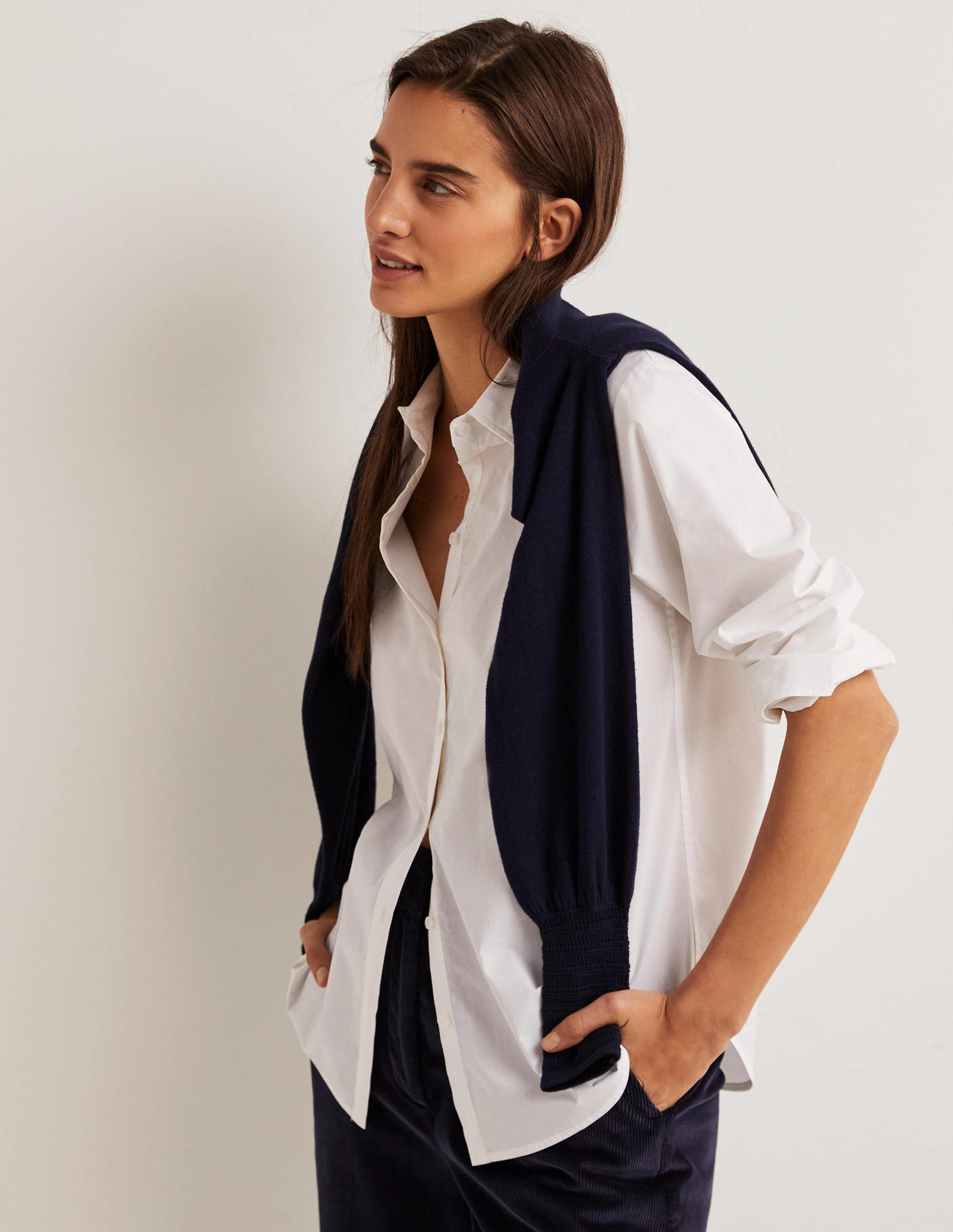 Relaxed Cotton Shirt-White - Image 5
