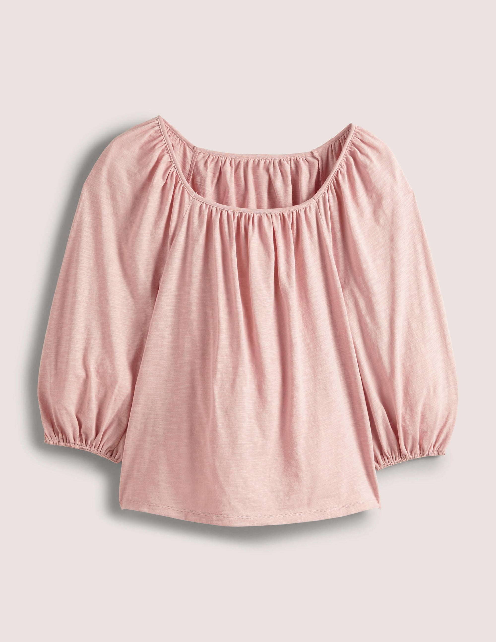 Blouson Sleeve Cotton Top-Milkshake Pink - Image 5
