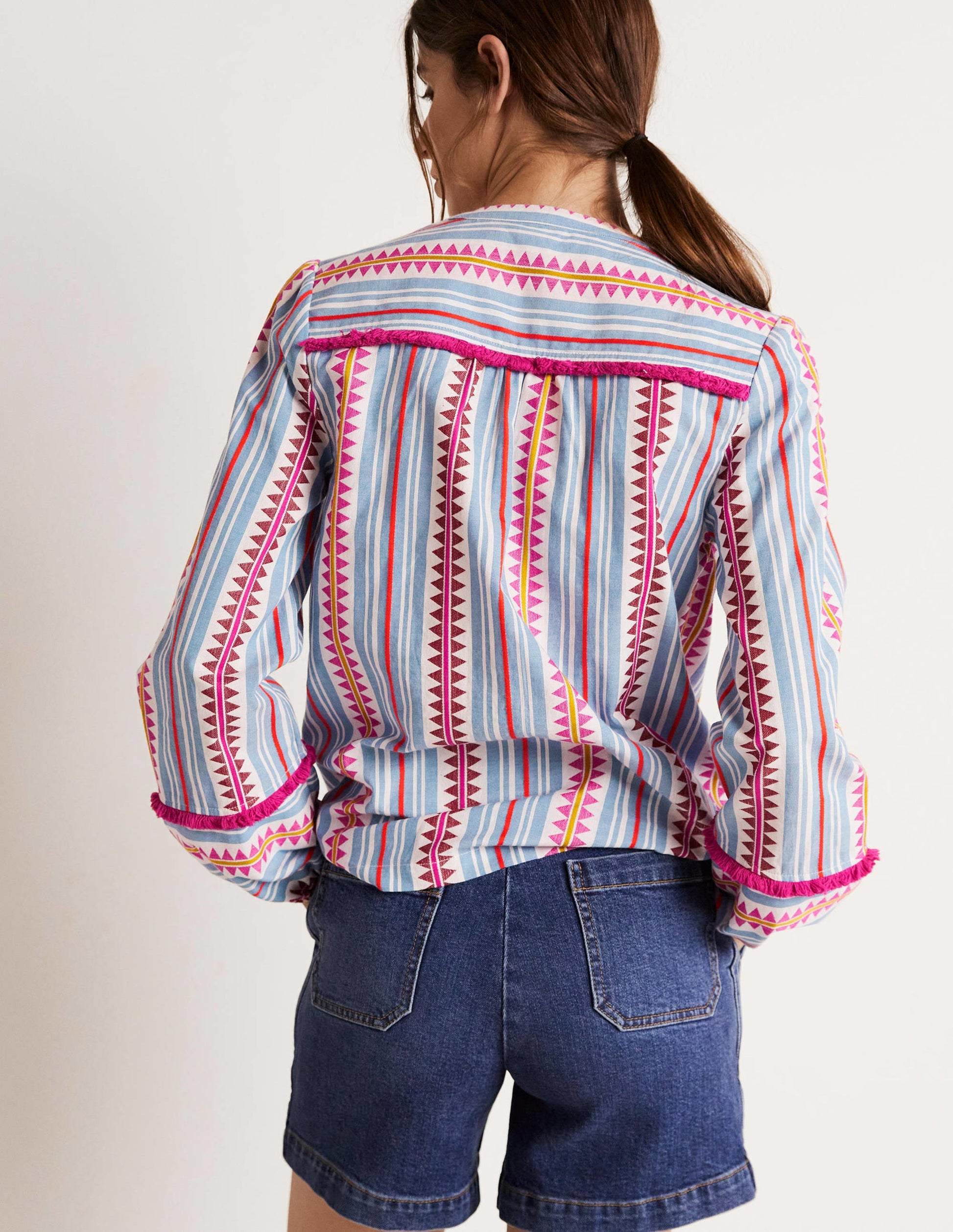 Trim Detail Cotton Top-Flambe and Firecracker Dobby-8