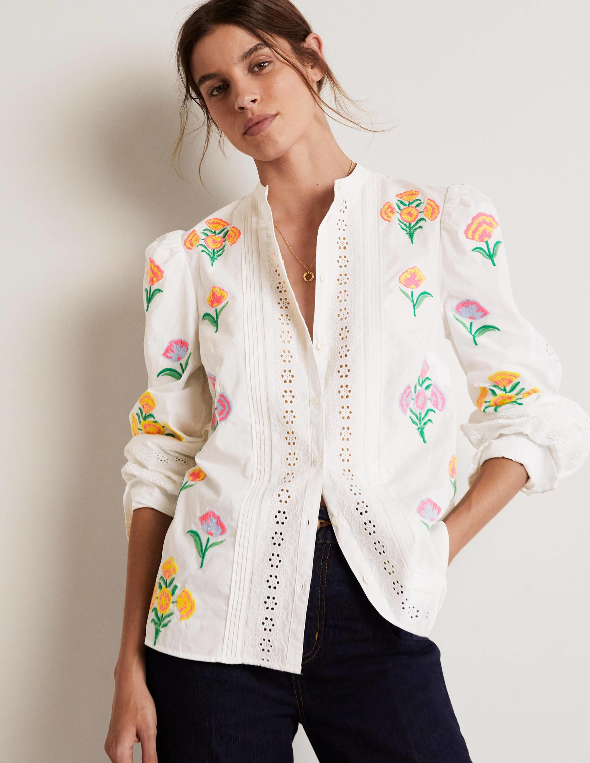Julianne Embroidered Blouse-Ivory Embroidery - Image 1