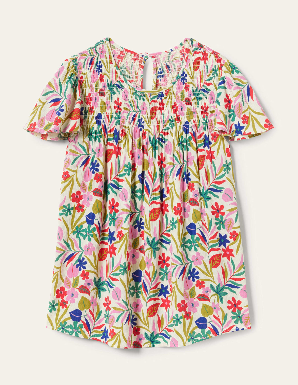 Layla Printed Smocked Top-Multi, Tropic Foliage - Image 9