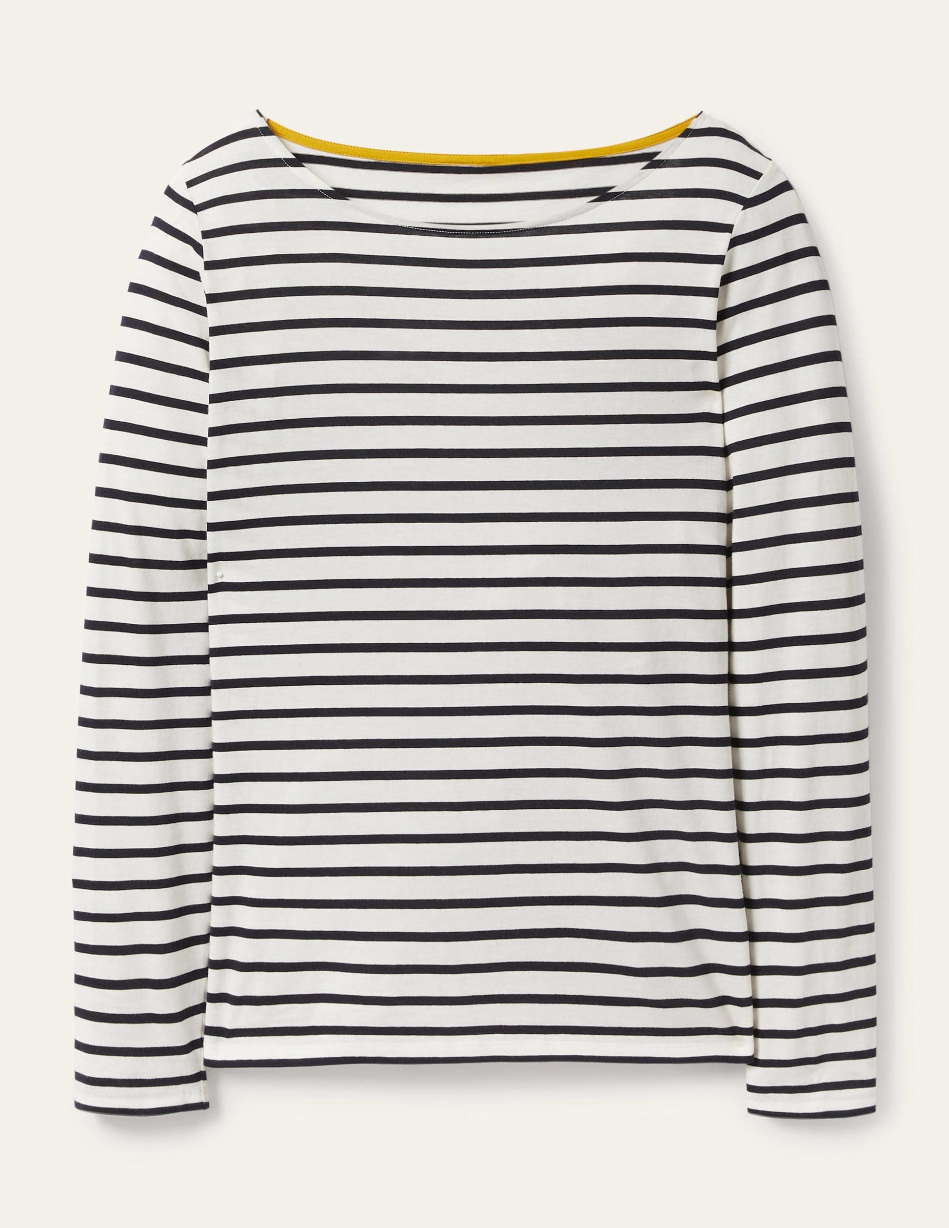 Ella Long Sleeve Breton-Ivory, Navy-8