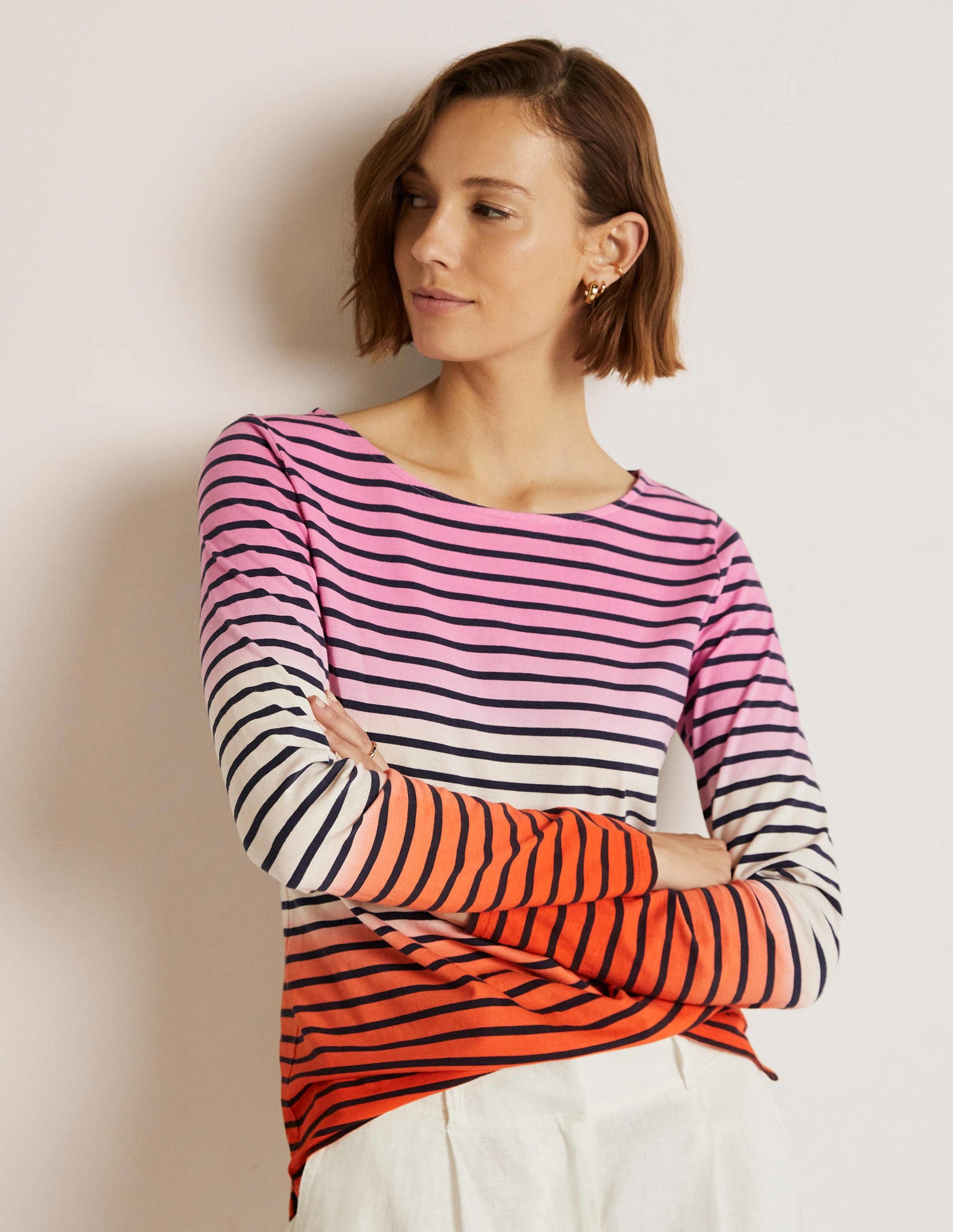 Ella Long Sleeve Breton-Bon Bon/Firecracker Ombre-1
