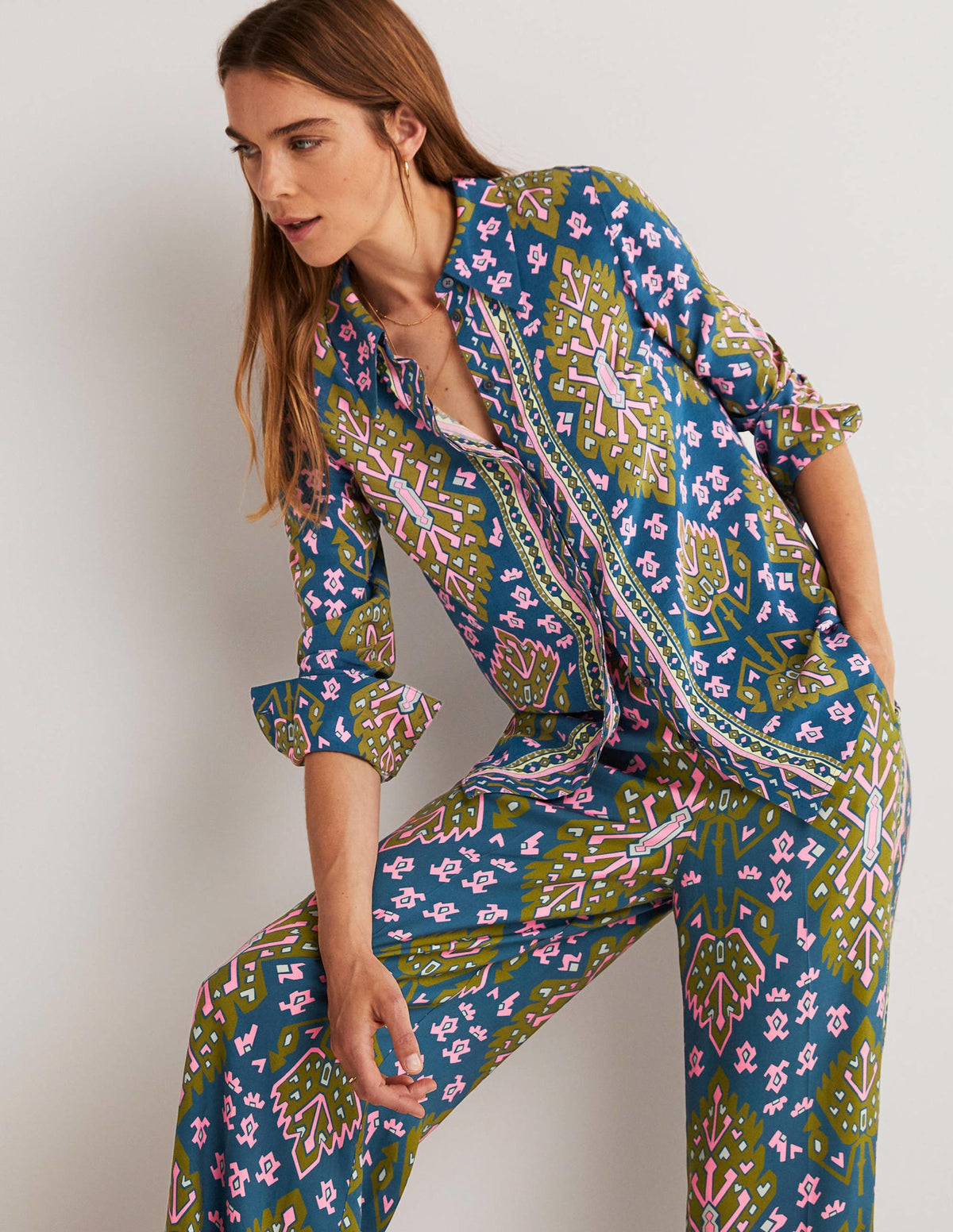 Placement Print Shirt-Baltic, Aztec Geo - Image 1