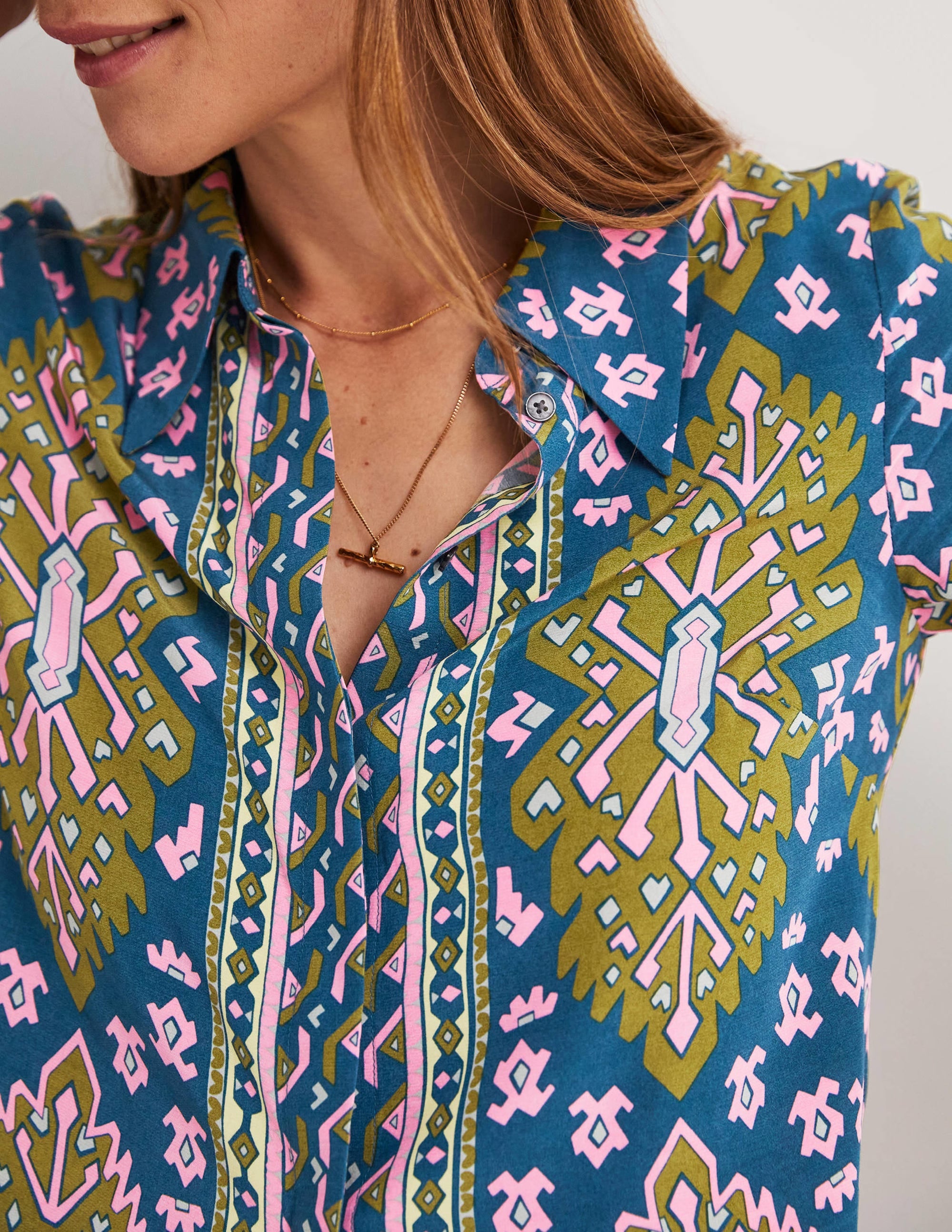 Placement Print Shirt-Baltic, Aztec Geo - Image 2
