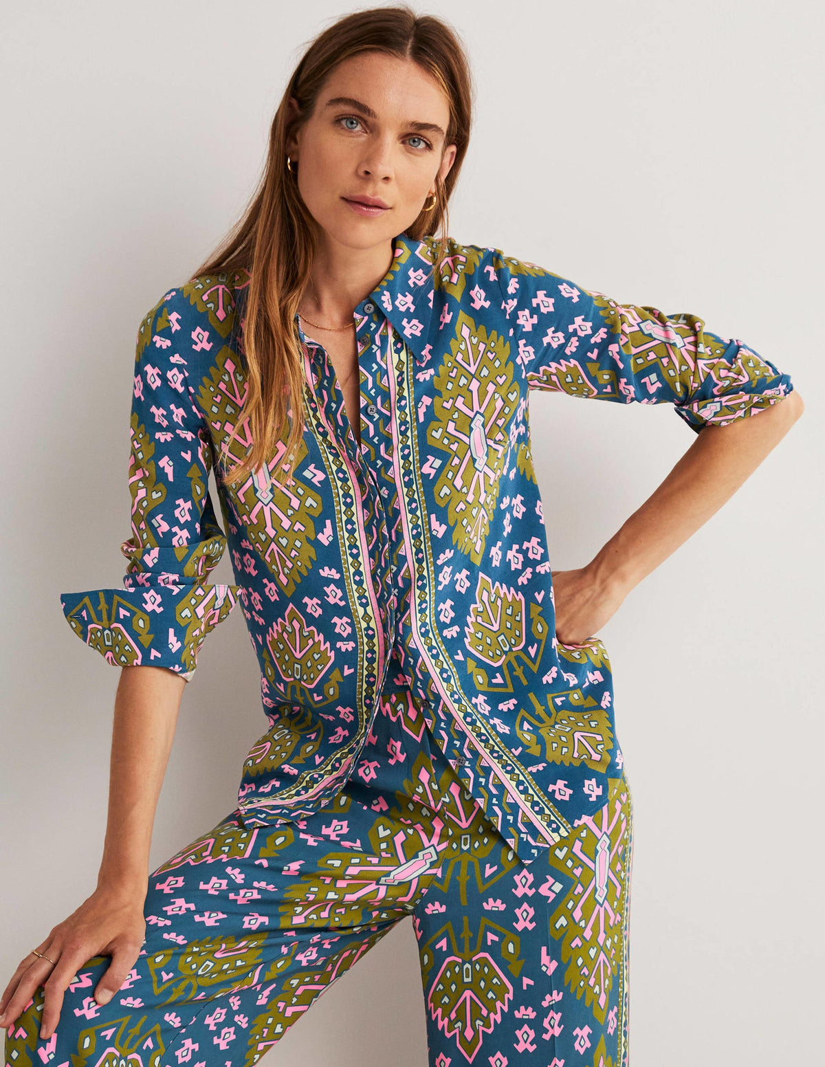 Placement Print Shirt-Baltic, Aztec Geo - Image 4