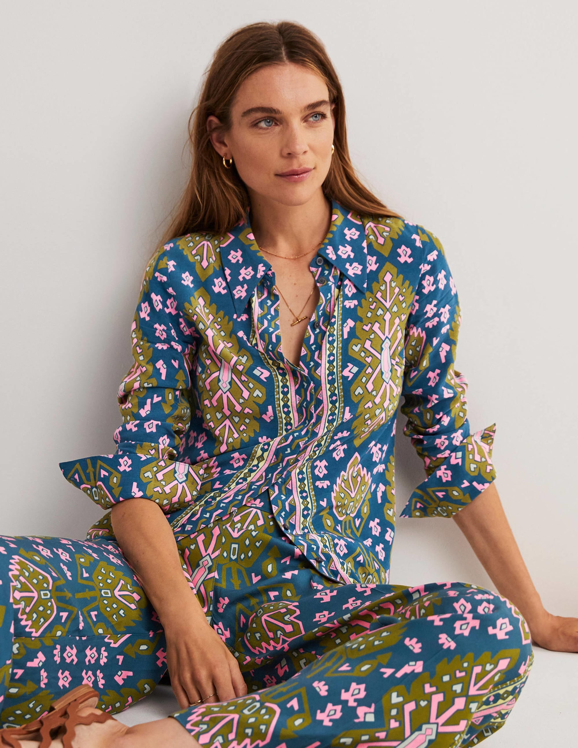 Placement Print Shirt-Baltic, Aztec Geo - Image 5