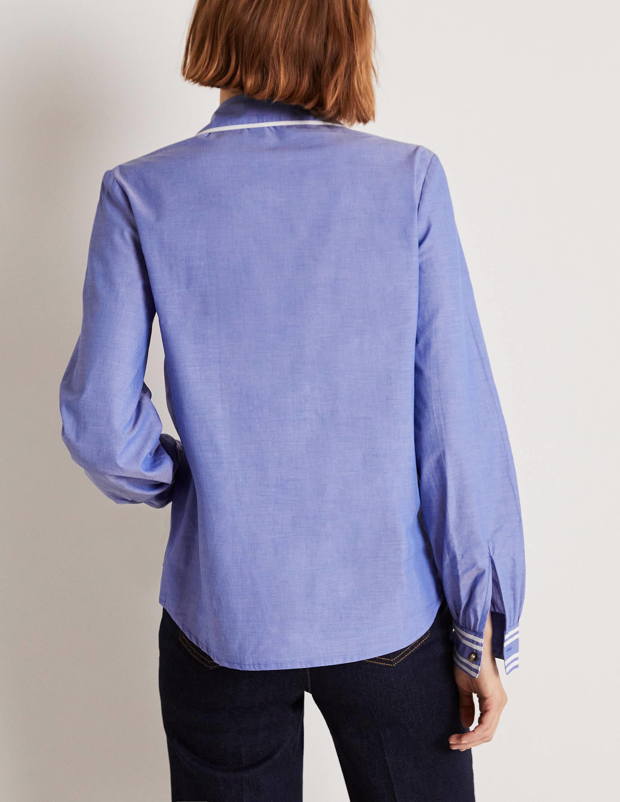 Ruffle Trim Collar Shirt-Chambray - Image 9