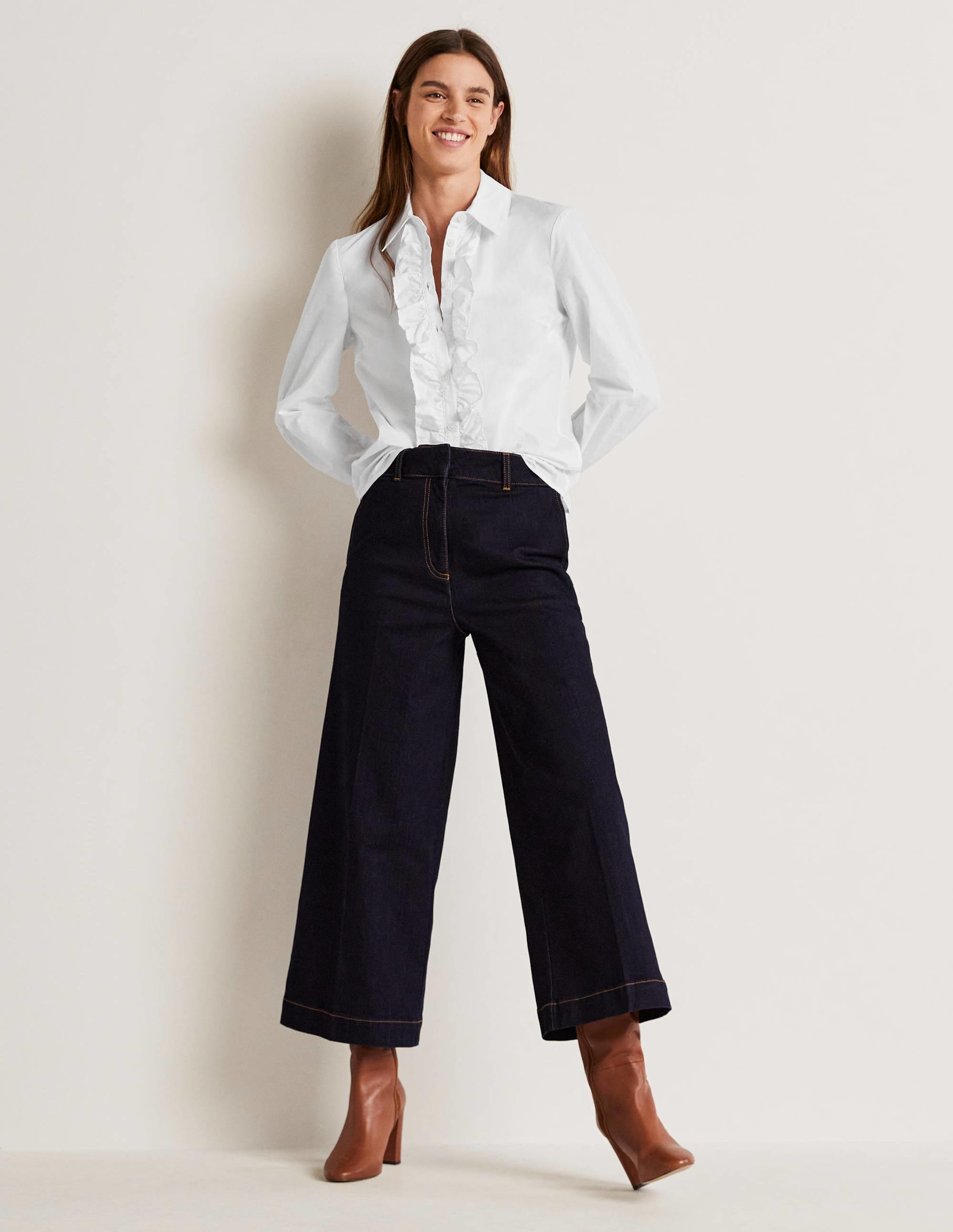 Ruffle Trim Collar Shirt-White - Image 9