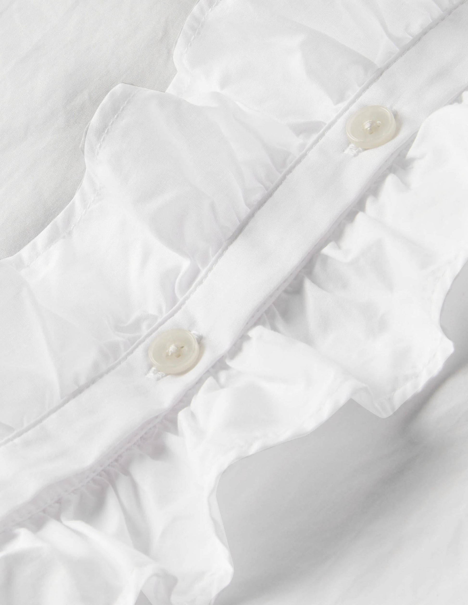 Ruffle Trim Collar Shirt-White-11