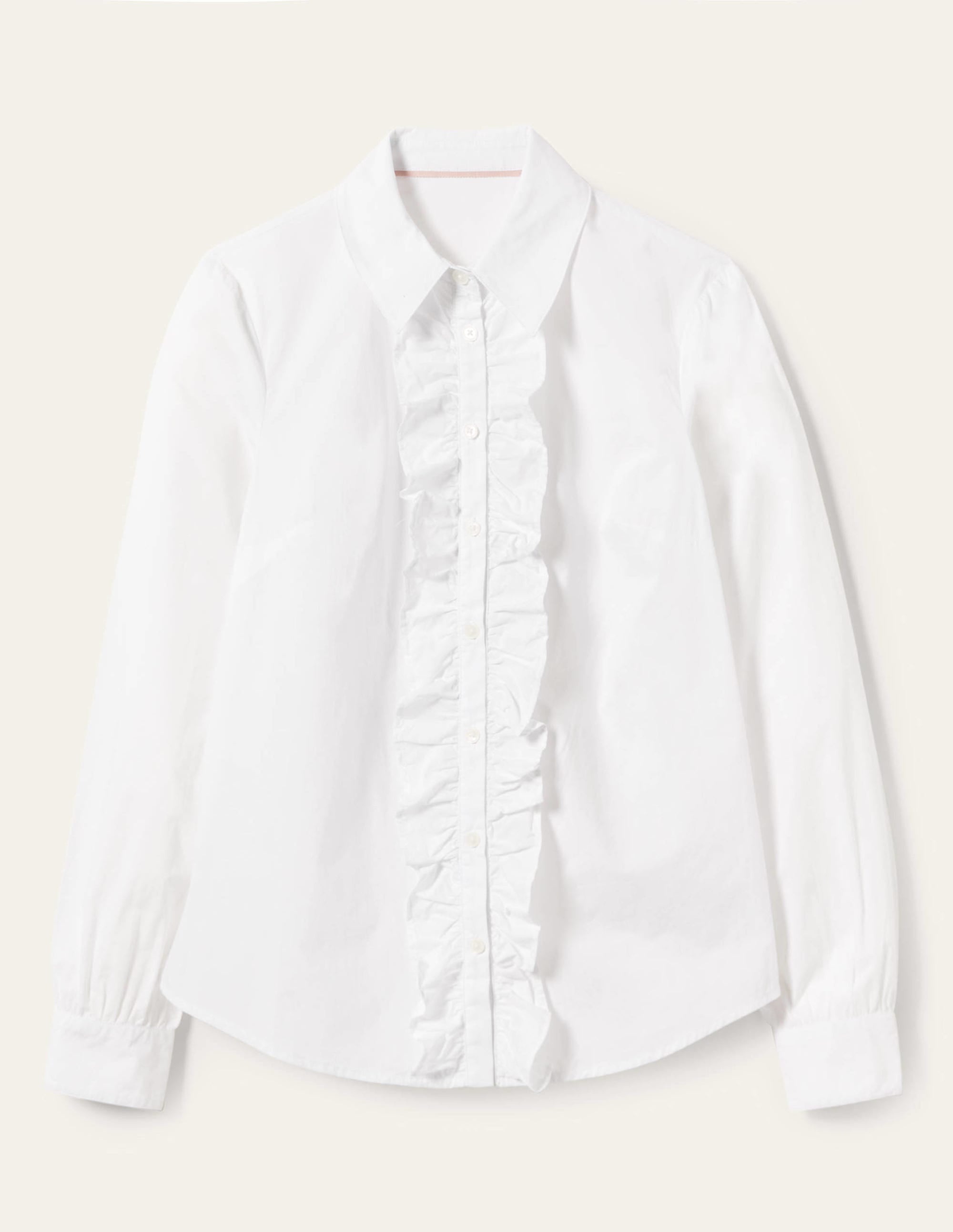 Ruffle Trim Collar Shirt-White - Image 12